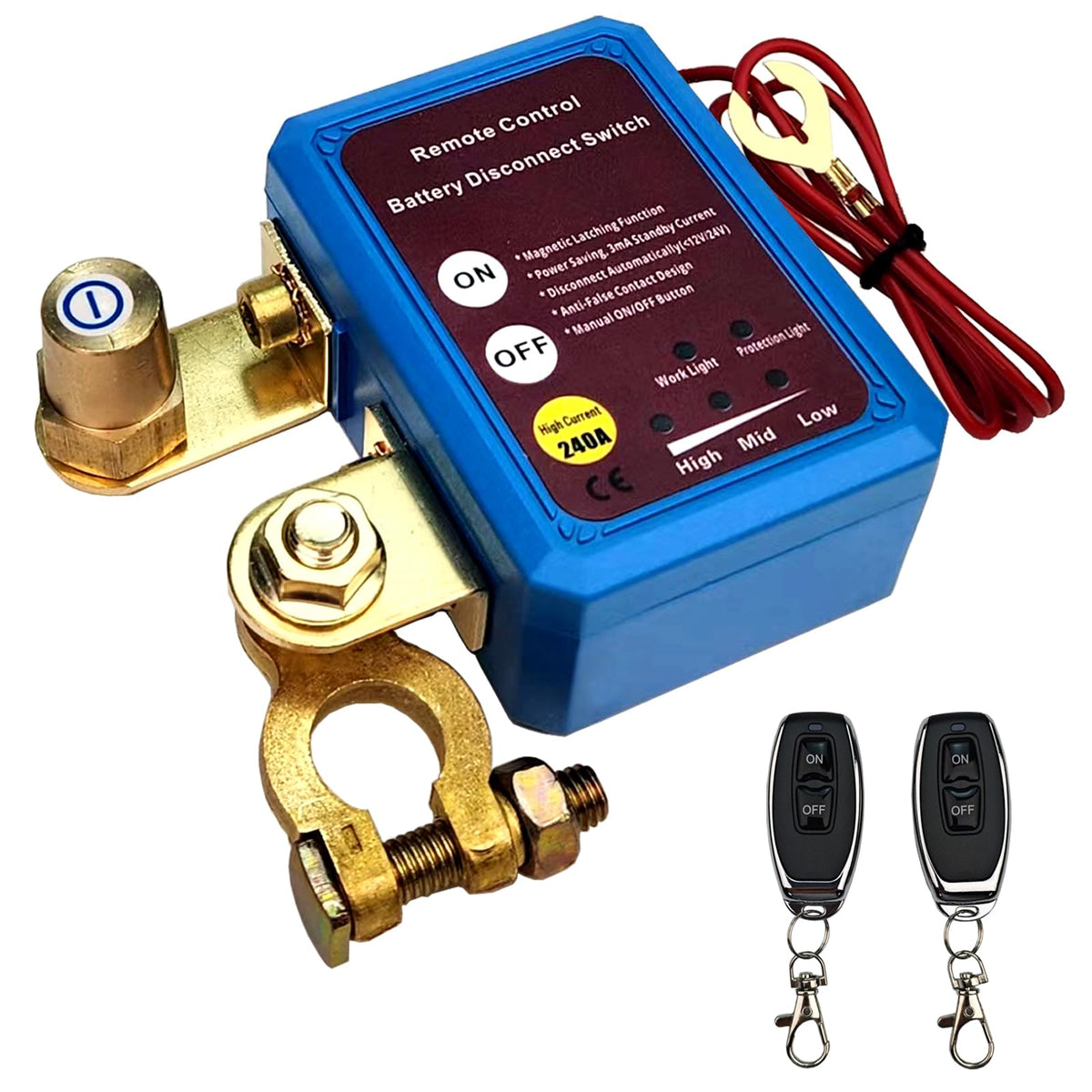 Kill Switch for Car, Remote Battery Disconnect Switch 12V 240A Car Kill Switch Anti-Theft Killswitch for Car,RV,Trailer, Trucks,