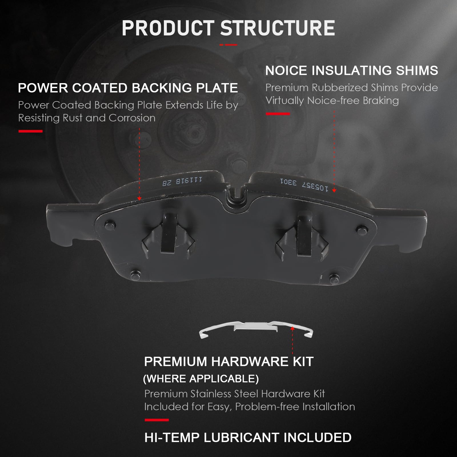 Cciyu D1455 Front Ceramic Brake Pads Kits 4Pcs Fit For Dodge For Durango,For Jeep Grand For Cherokee,For Mercedes-Benz Gl350,Gl4