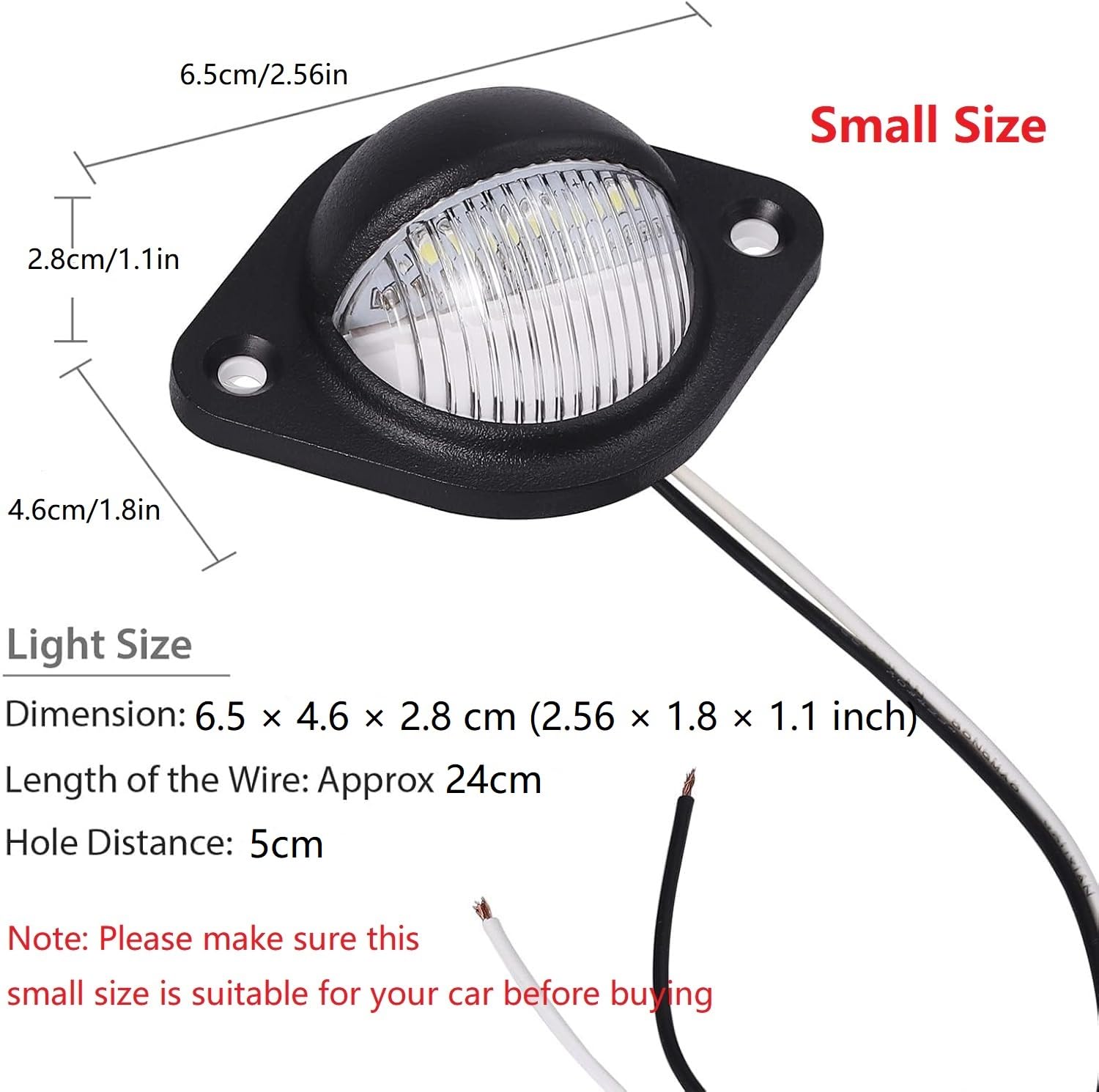 Justech 2 Pcs 3Leds License Plate Light, 12V 24V Waterproof Number Plate Lights, Universal Tag Lights For License Plates Tag Lam