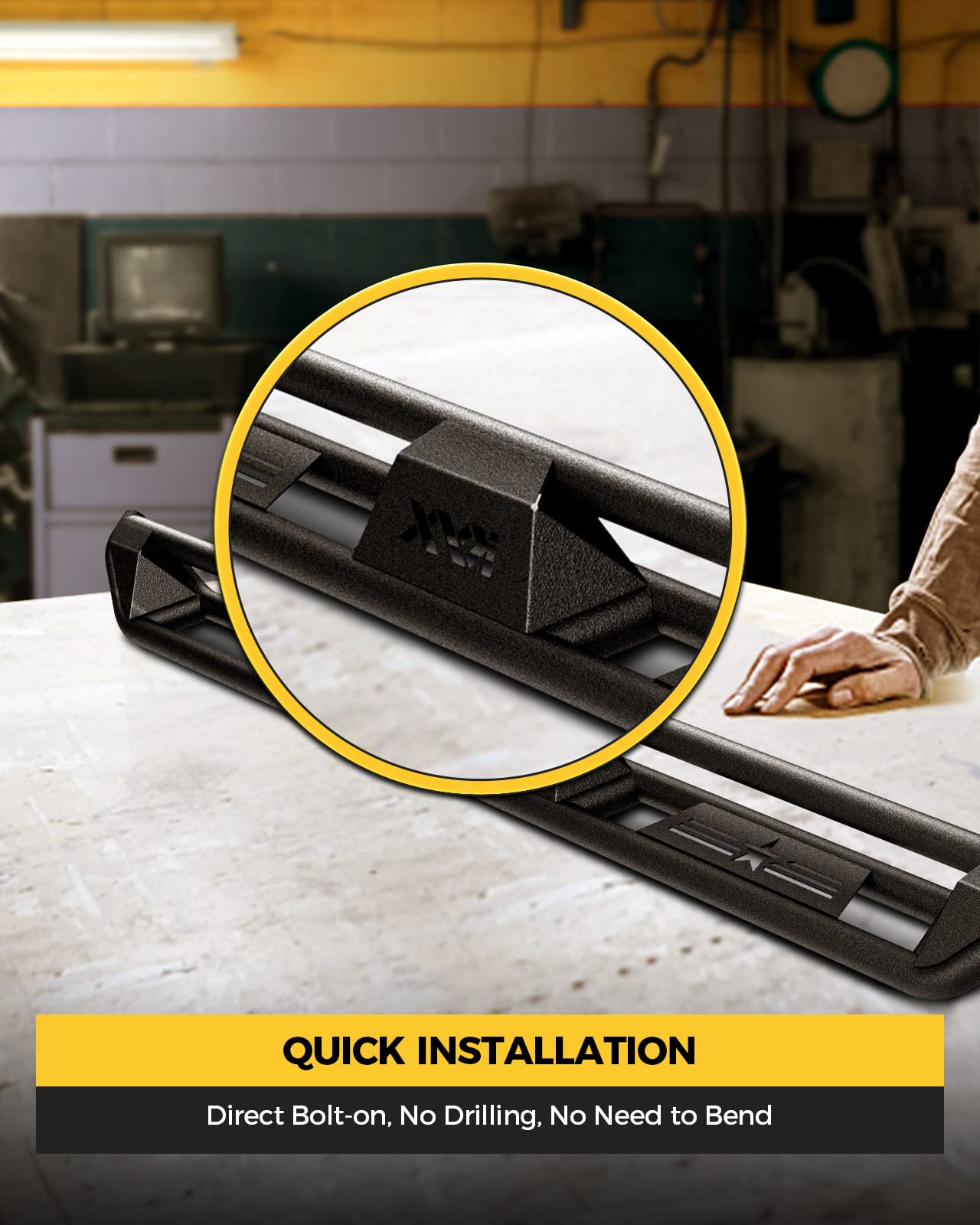 Kyx Running Boards For 2007-2018 Wrangler Jk 4 Door, 3 Tube Side Steps Two Stairs Design Car Door Step Rails Nerf Bar Truck Boar