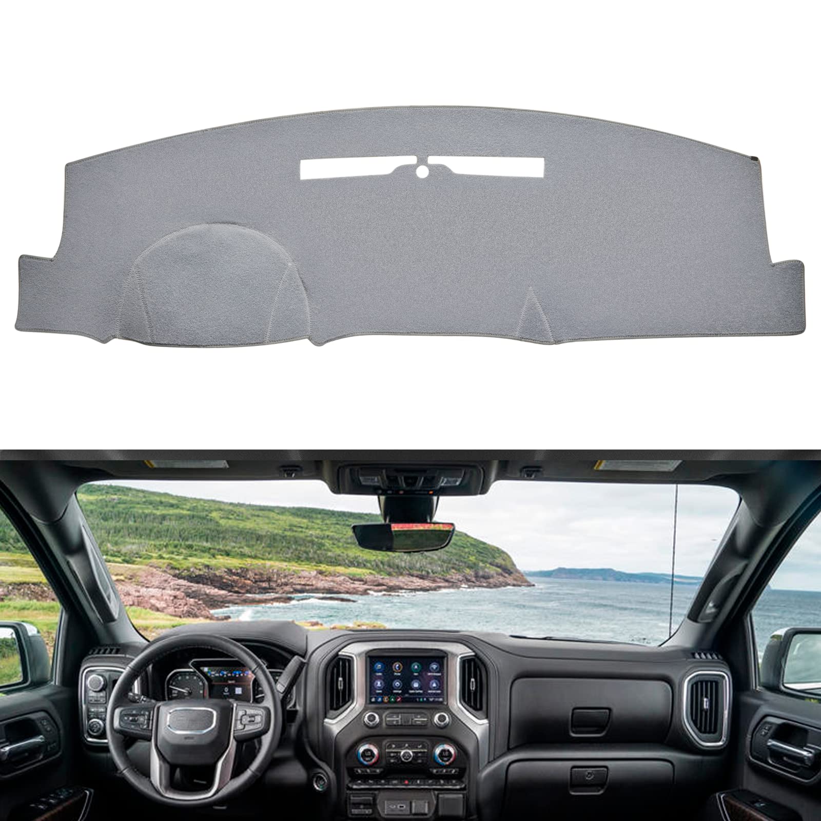 Berksyde Dashboard Dash Cover Mat Carpet Compatible With 14-18 Chevy Silverado 1500 2500 Gmc Sierra 1500,15-19 Gmc Sierra 2500Hd