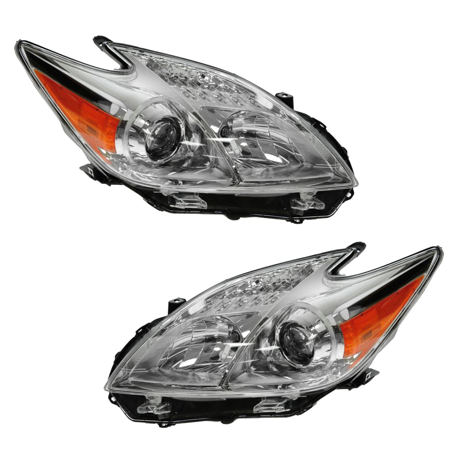 Trq Driver & Passenger Side Headlight Assembly Set Headlights Driver & Passenger Side Compatible With 2012-2015 Toyota Prius To2