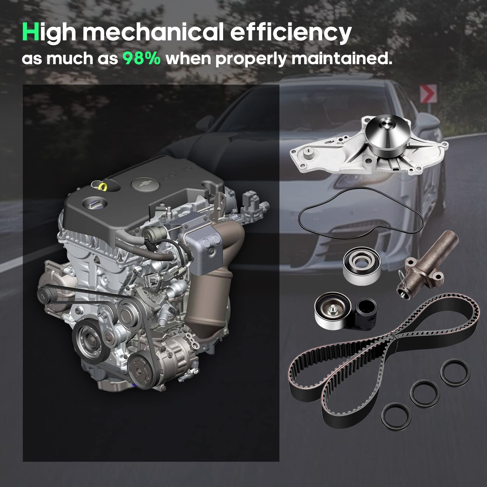 Scitoo Engine Timing Belt Kit Fits For Tbk286 Wp4024 435-5767 Ts26286 Itm286 Aw9383 14520-Rca-A01 Wpho024 Gtkwp286 Tkh001 Wp286K1A Wp286K1C Tckwp286 For Acura Cl Mdx Tl For Honda Odyssey Pilot