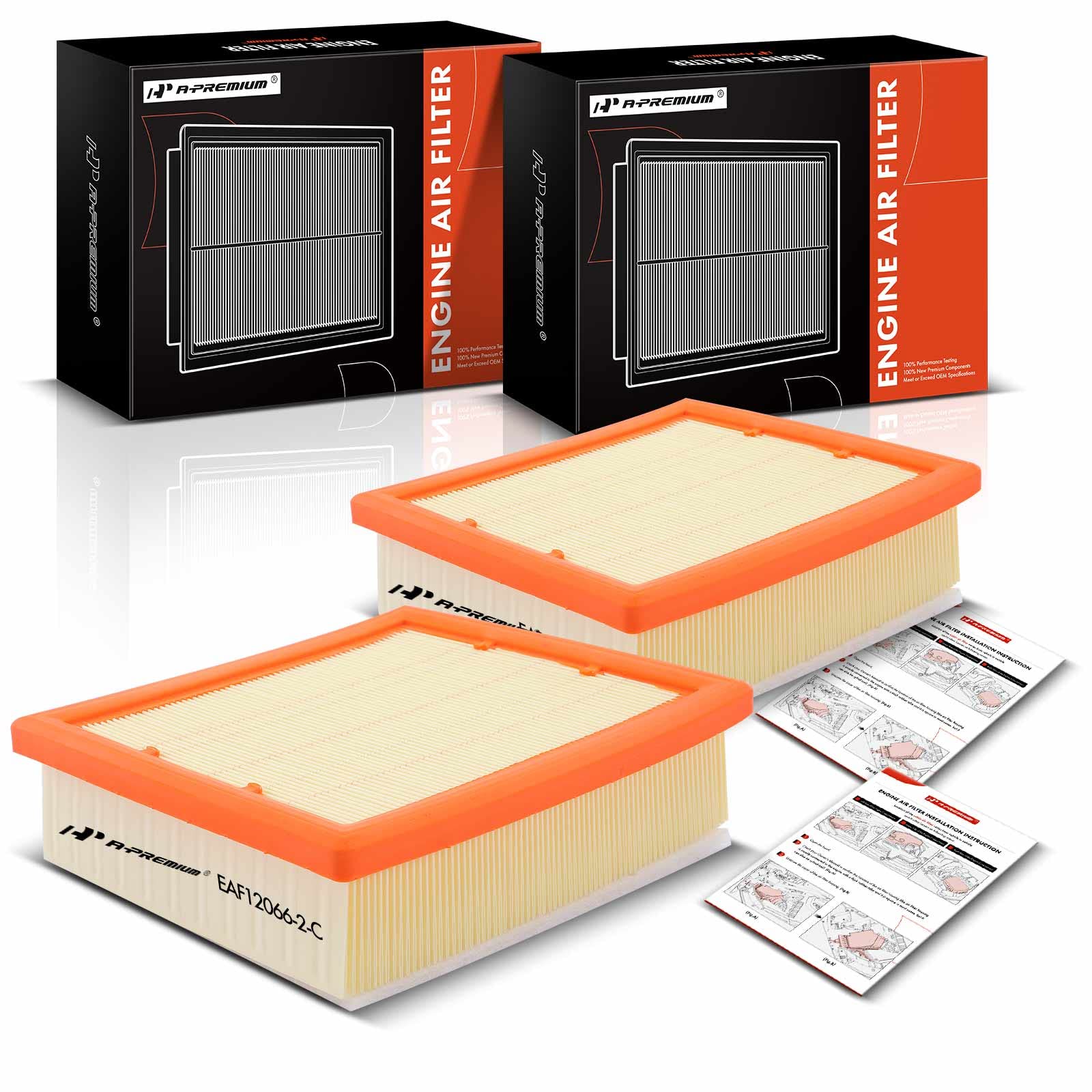 A-Premium 2-PC Engine Air Filter Compatible with Fiat 500X & Jeep Compass, Renegade & Ram ProMaster City, 2015-2022, 1.4L 2.4L, 