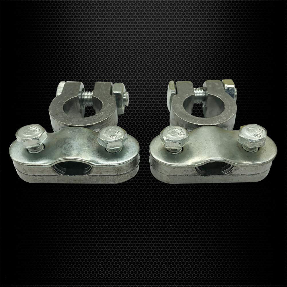 Ampper Heavy Duty Lead Alloy Military Spec Battery Terminal Ends, Top Post Battery Terminals Clamp Set For Marine Car Boat Rv Vehicles (1 Pair Same Terminal)