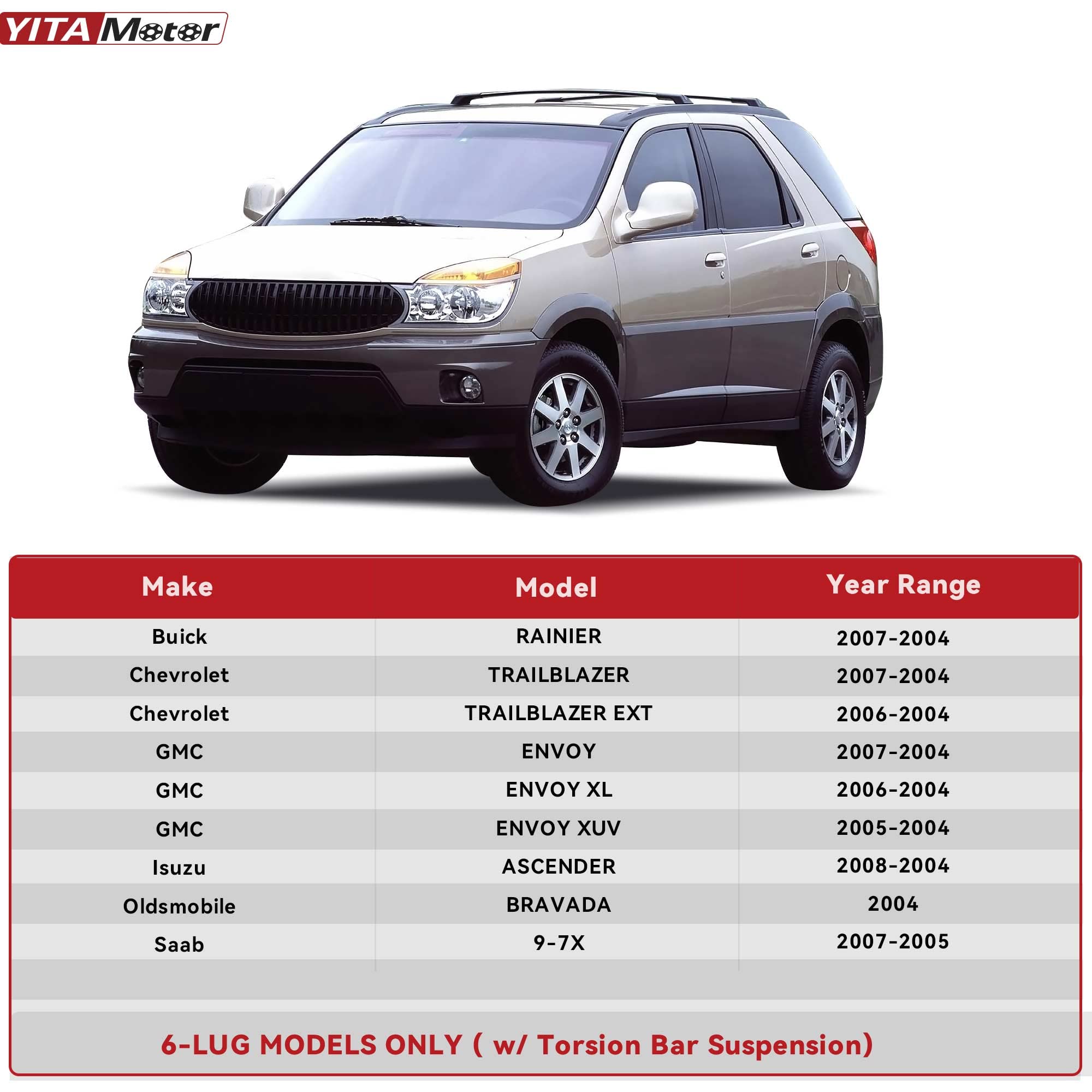 Yitamotor Front Control Arm Kit Compatible With Chevy Trailblazer, Gmc Envoy, Buick Rainier, Isuzu Ascender, Saab 9-7X. With Upp