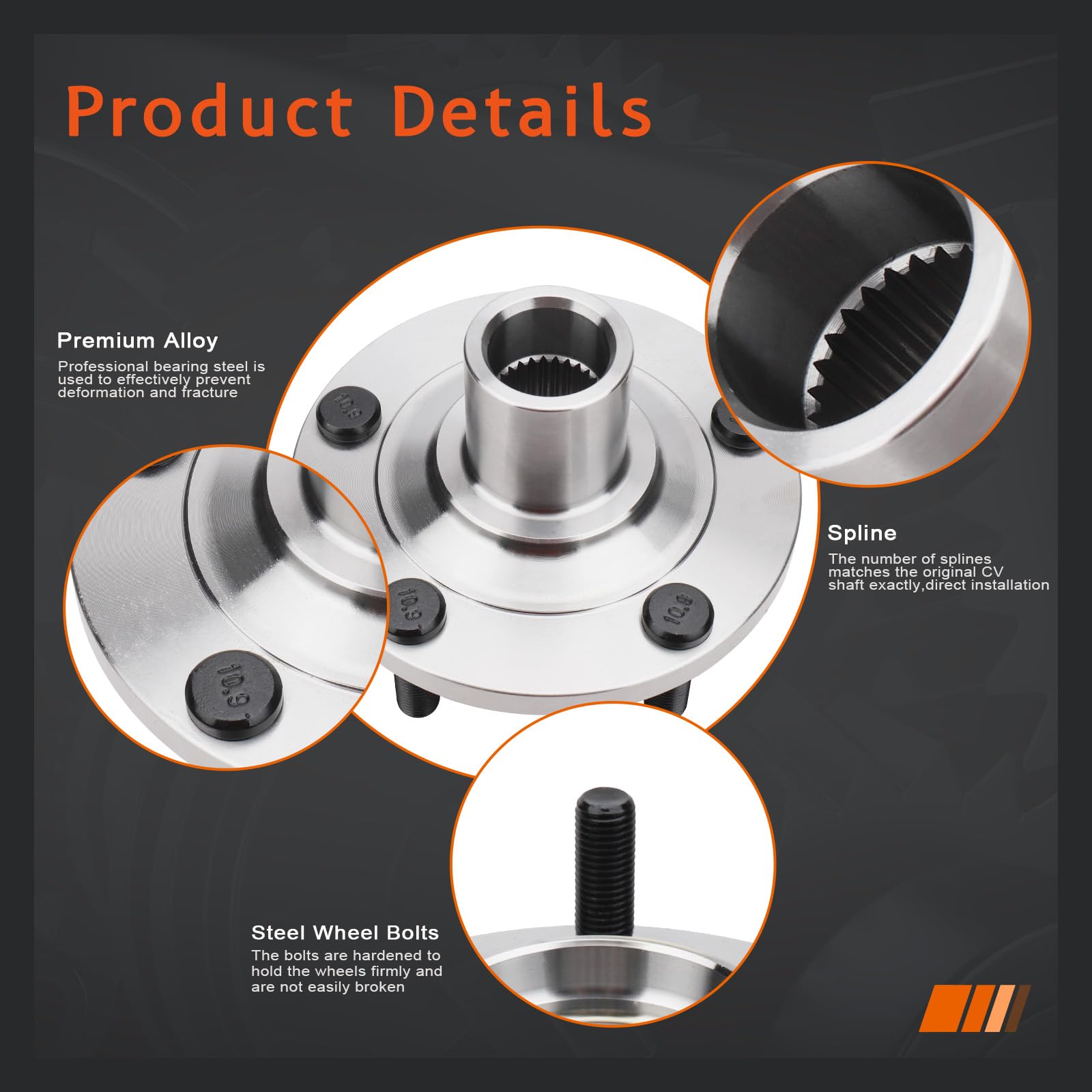 (Pair) Drivestar C23633060A 930-003 Front Wheel Hub Driver & Passenger Side For Mazda 3 2005 2006 2007 2008 2009 2010 2012 2013, 2006-2015 For Mazda 5, 5 Lugs