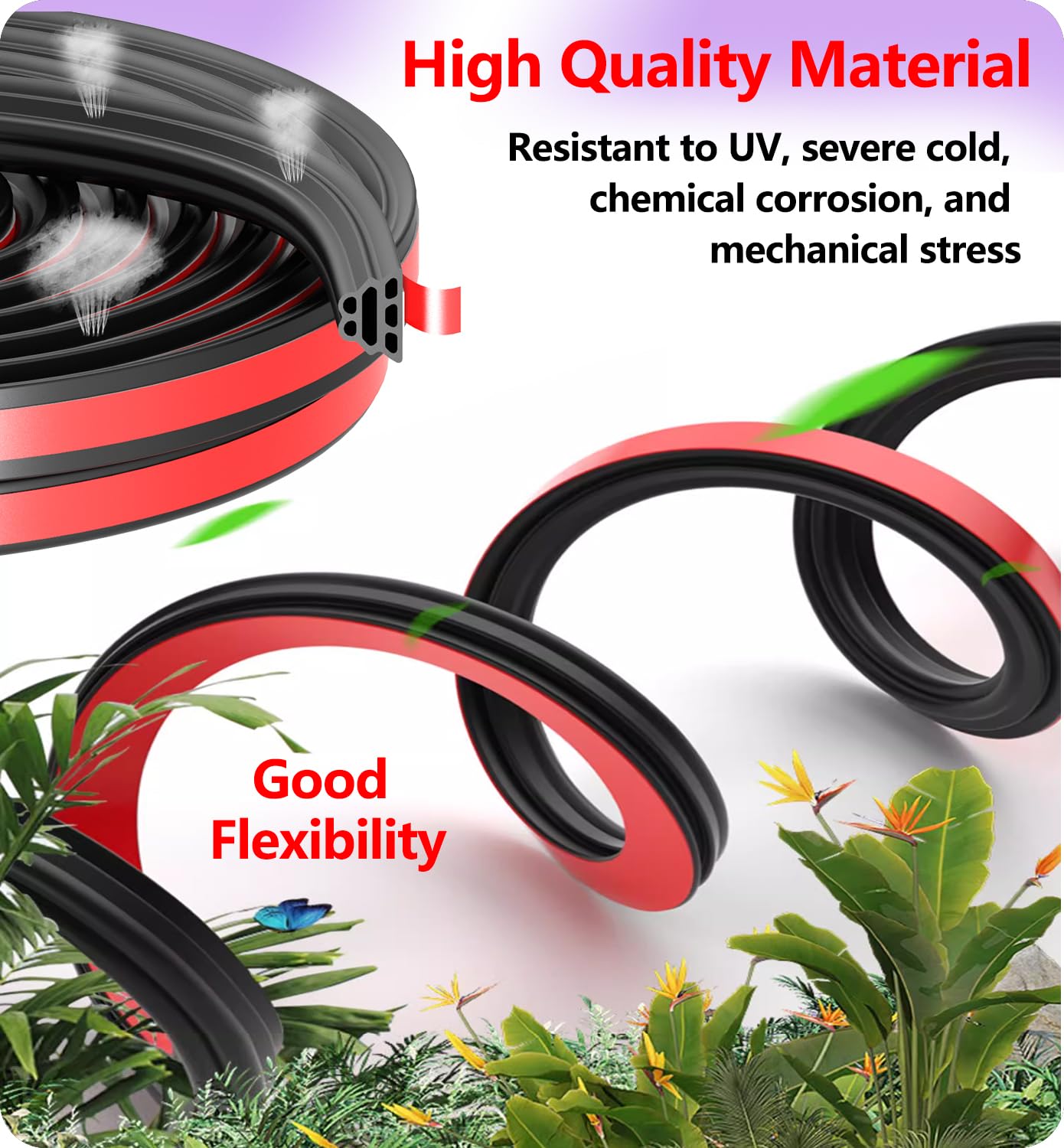 SOZATO Car Door Seal Strip Rubber 3 Layer Pyramid Structure Automotive Weather Stripping Self Adhesive Auto Door Soundproofing W