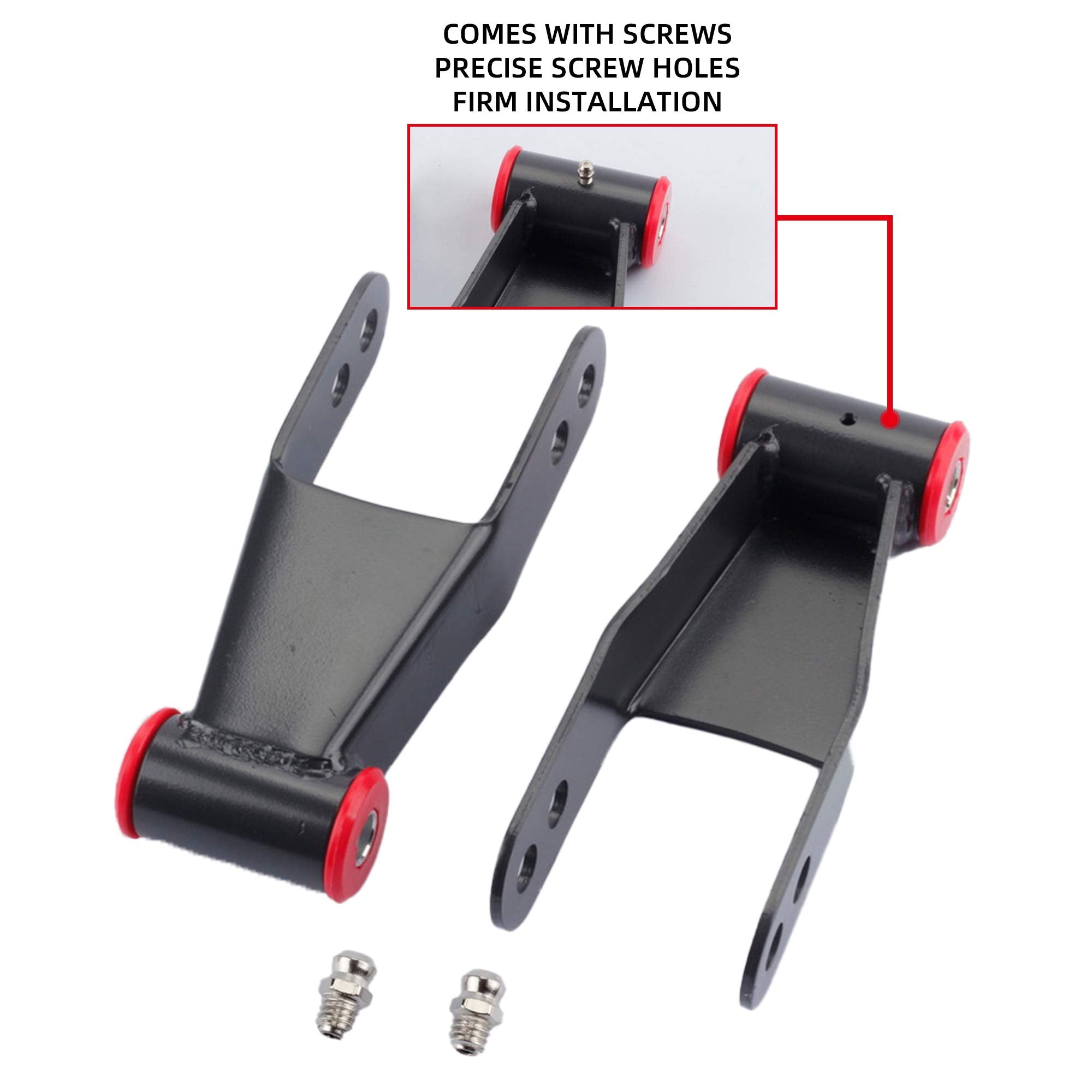 Dasbecan 2 Inch Suspension Rear Lowering Shackle Kit Compatible with Chevy Silverado GMC Sierra 1500 C1500/C2500 1988-2018 Repla