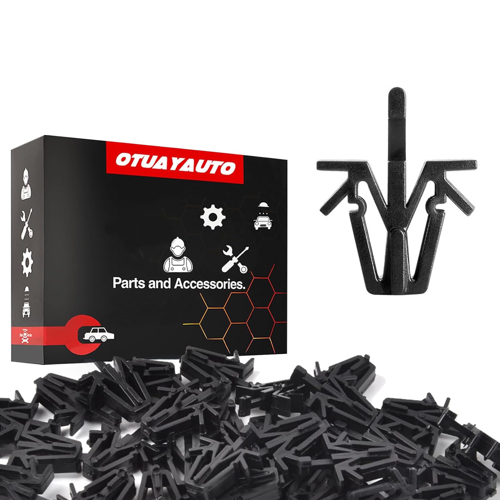 OTUAYAUTO 30PCS Grill Clips Retainer - Length 17mm Interior Trim Panel Grille Fastener Replacement for Toyota 4Runner 89-02, Pic