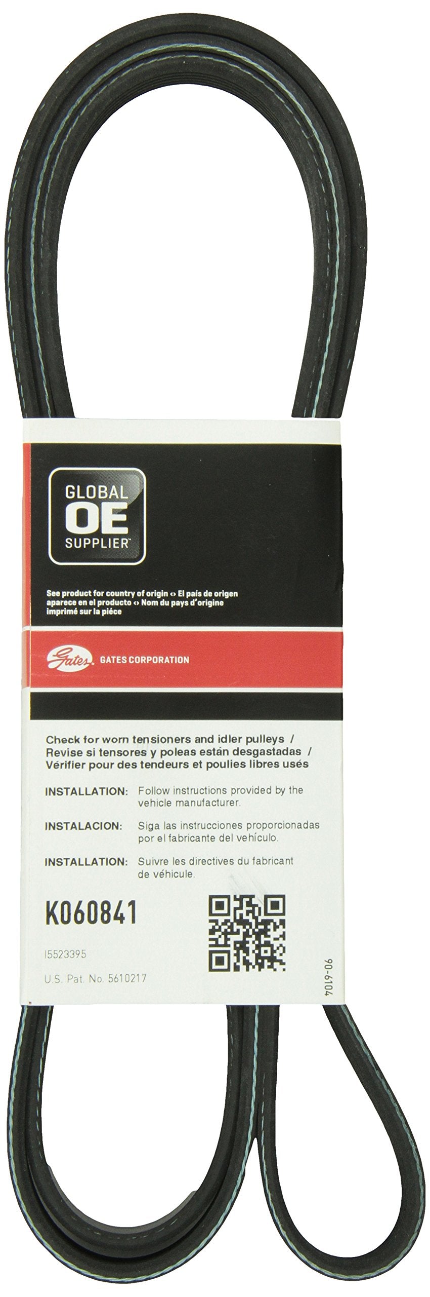 Gates Micro-V Serpentine Drive Belt - Black, Durable Design for Reliable Performance in Automotive Applications