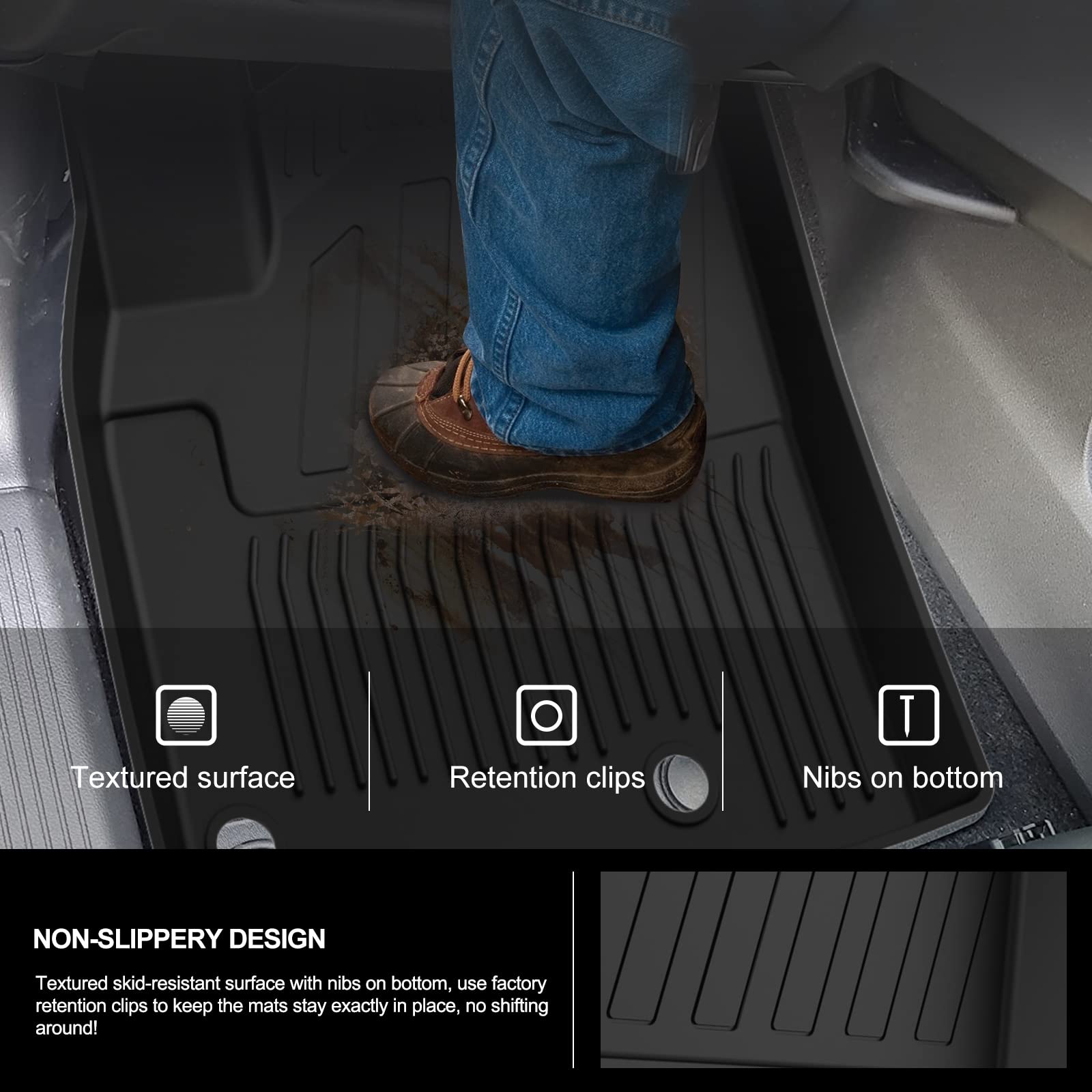 Kiwi Master Floor Mats For 2021-2025 Nissan Rogue Oem Replacement T99E4-6Rr0A All Weather Mat Liners Front & 2Nd 2 Row Seat Tpe