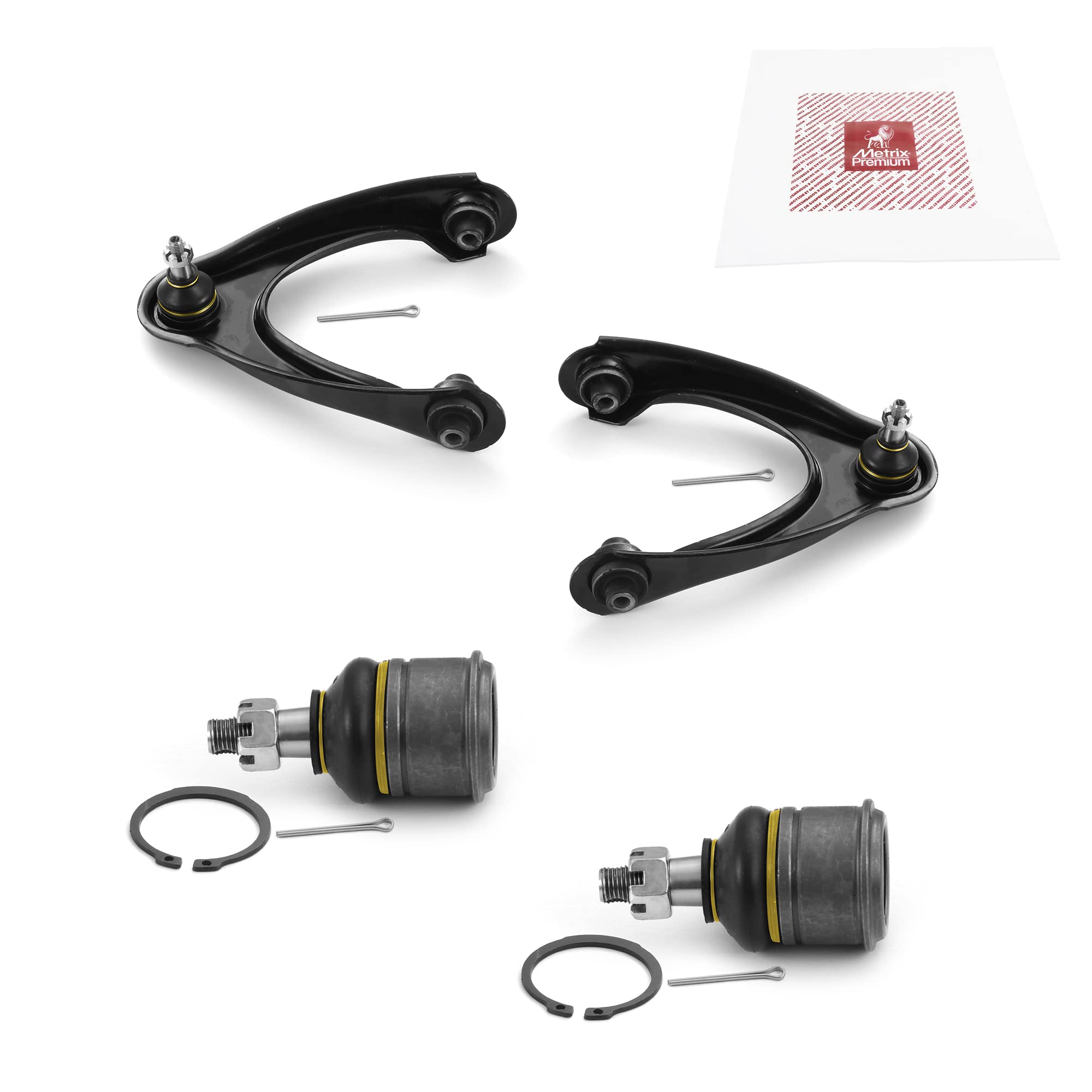 Metrix Premium Chassis Parts - 4 Pc Front L/R Upper Control Arm & Front Lower L/R Ball Joint Kit Fits 1997-2000 Acura El, 1996-2
