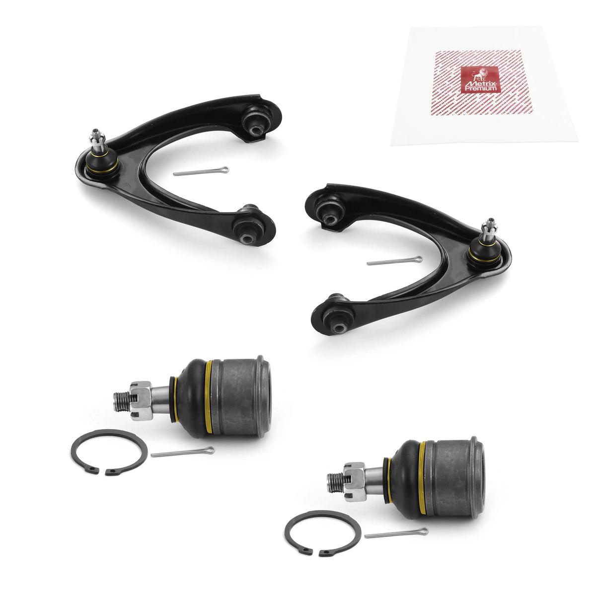 Metrix Premium Chassis Parts - 4 Pc Front L/R Upper Control Arm & Front Lower L/R Ball Joint Kit Fits 1997-2000 Acura El, 1996-2