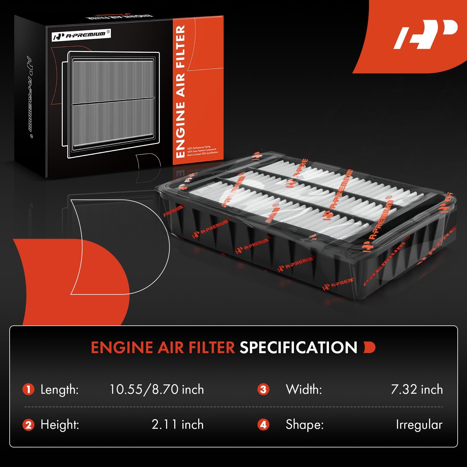 A-Premium Engine Air Filter Compatible with Mitsubishi Outlander 2007-2013, Outlander Sport 2011-2012, Lancer 2008-2015, RVR 2011-2012, Replace# 1500A023