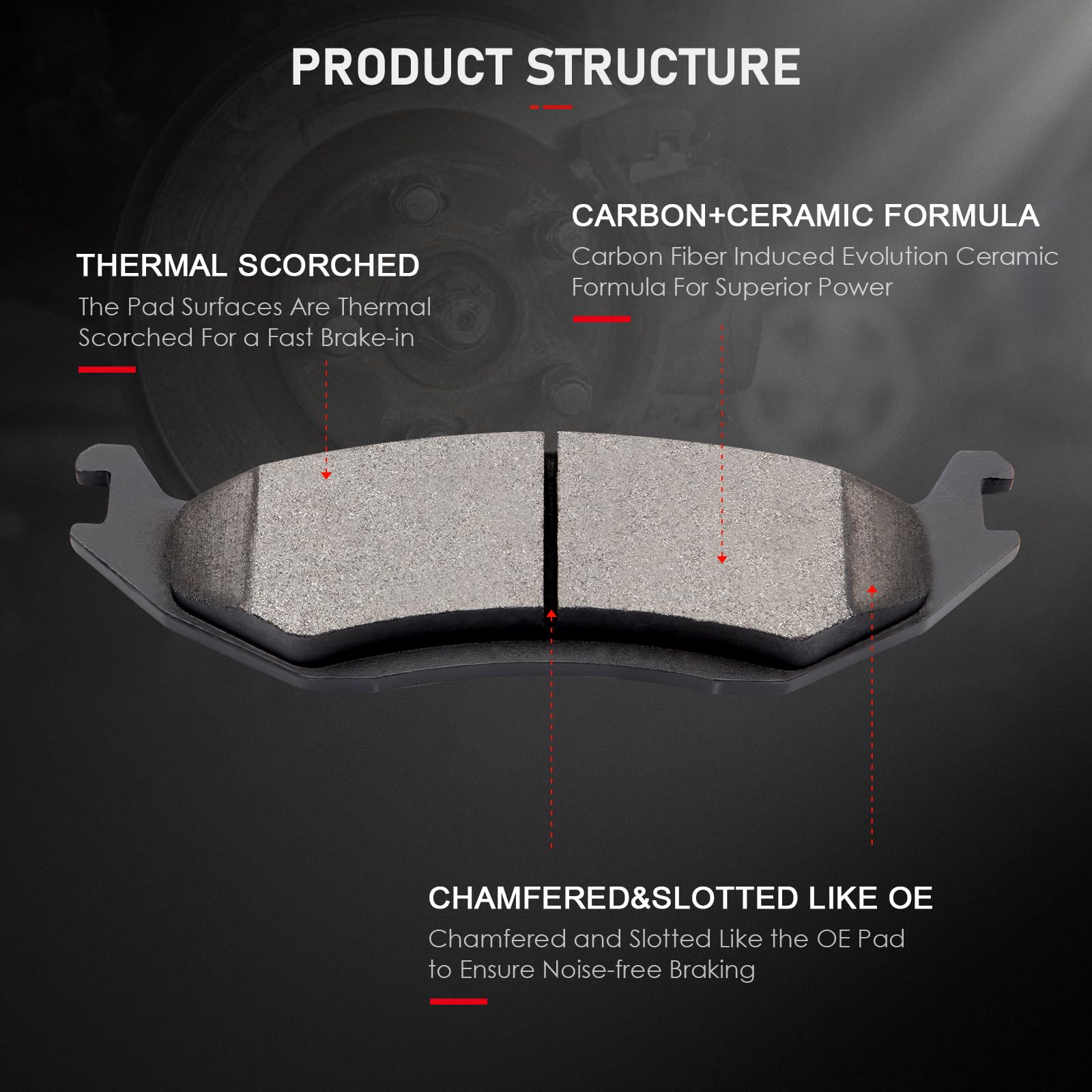 Rear Ceramic Brake Pads Kits 4Pcs Fit For 07-09 For Chrysler Aspen,10 For Dodge Dakota,03-09 For Dodge For Durango,02-10 For Dod