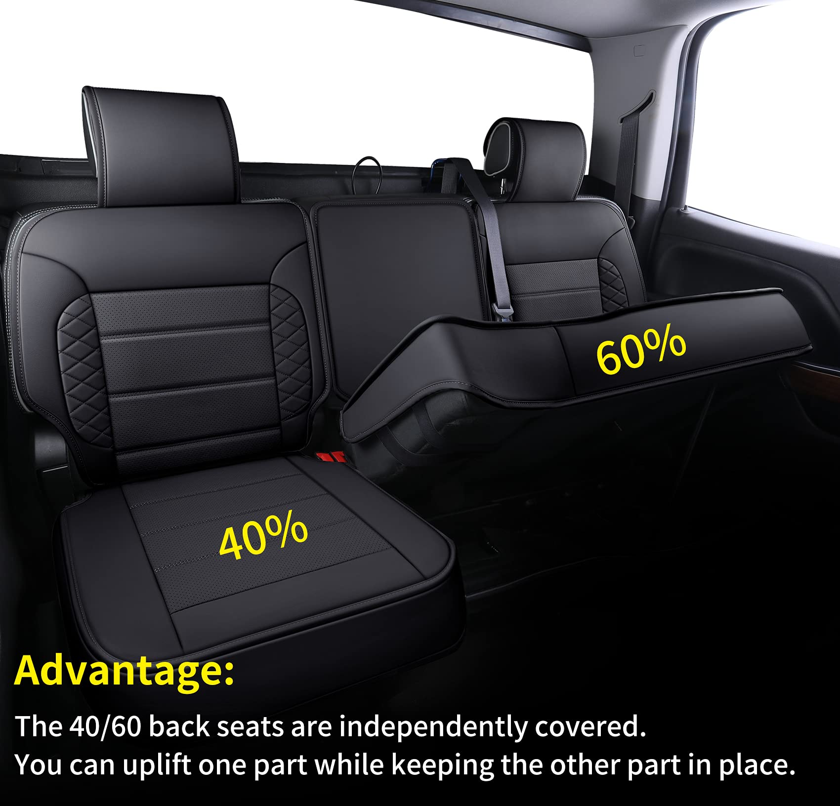 Luckyman Club D04-S2-3 Silverado Seat Covers, Fit For 2007-2013 Chevy Silverado Gmc Sierra 1500 2007-2014 2500/3500 Hd Crew Cab