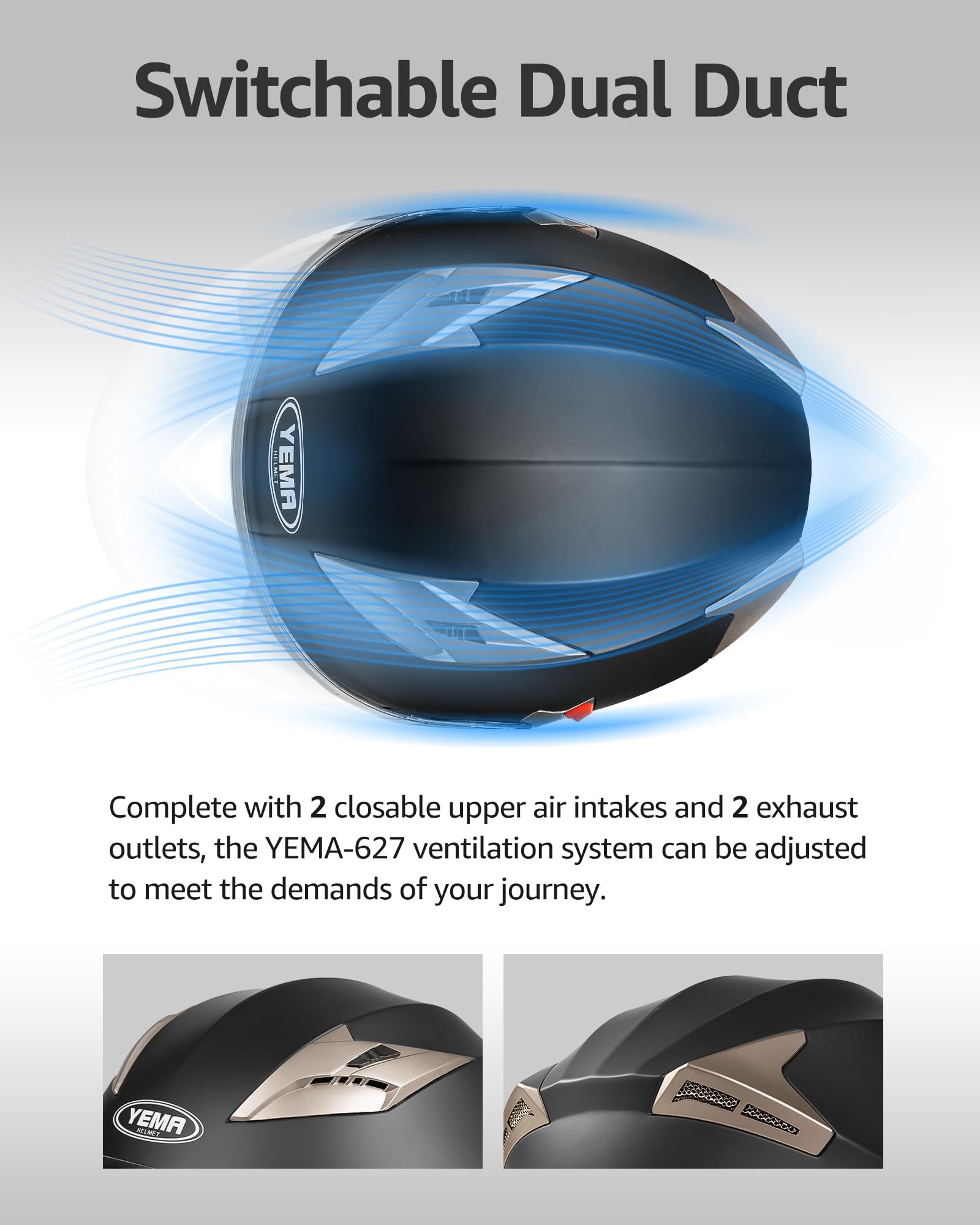 Yema Helmet Unisex Motorcycle Open Face Dot Approved Ym-627 Motorbike Moped Jet Bobber Pilot Crash Chopper 3/4 Half Helmet With