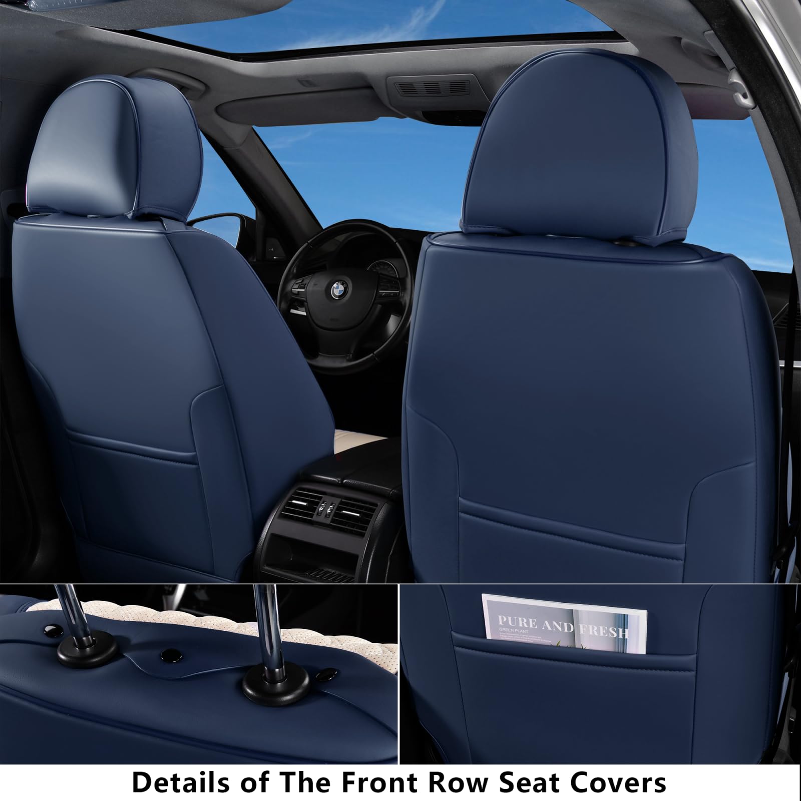 Coverado Seat Covers Full Set, Car Seat Covers Waterproof, Luxury Leather Seat Cover For Cars, Front Seats And Back Seat Cover,