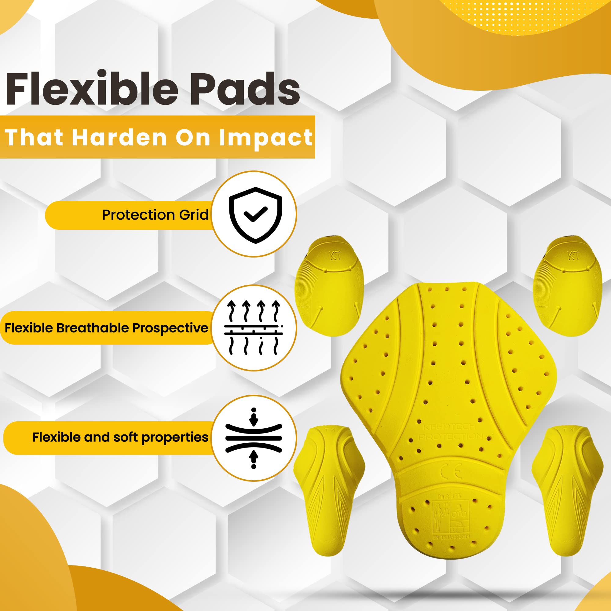 Motostylewear 5 Pc - Ce Level 2 Certified Armor Pads L Level 2 Approved Back, Shoulder And Elbows Armor Protector Inserts For Motorcycle Jackets.