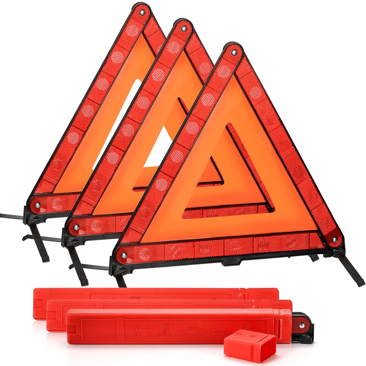 Fasmov 3 Pack Triangle Warning Frame Triangle Emergency Warning Triangle Reflector Safety Triangle Kit, Emergency Triangle for V