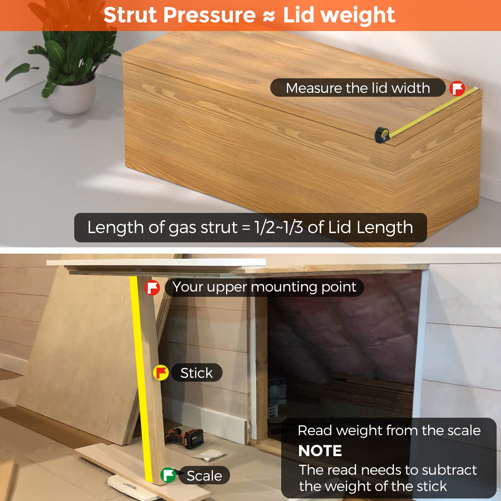 Pamagoo C16-09786 20 Inch Gas Strut 30 Lb/133N Per Shock, 20'' Rv Door Spring Prop Lift For Motorhome Door Trailer Lid Camper Sh