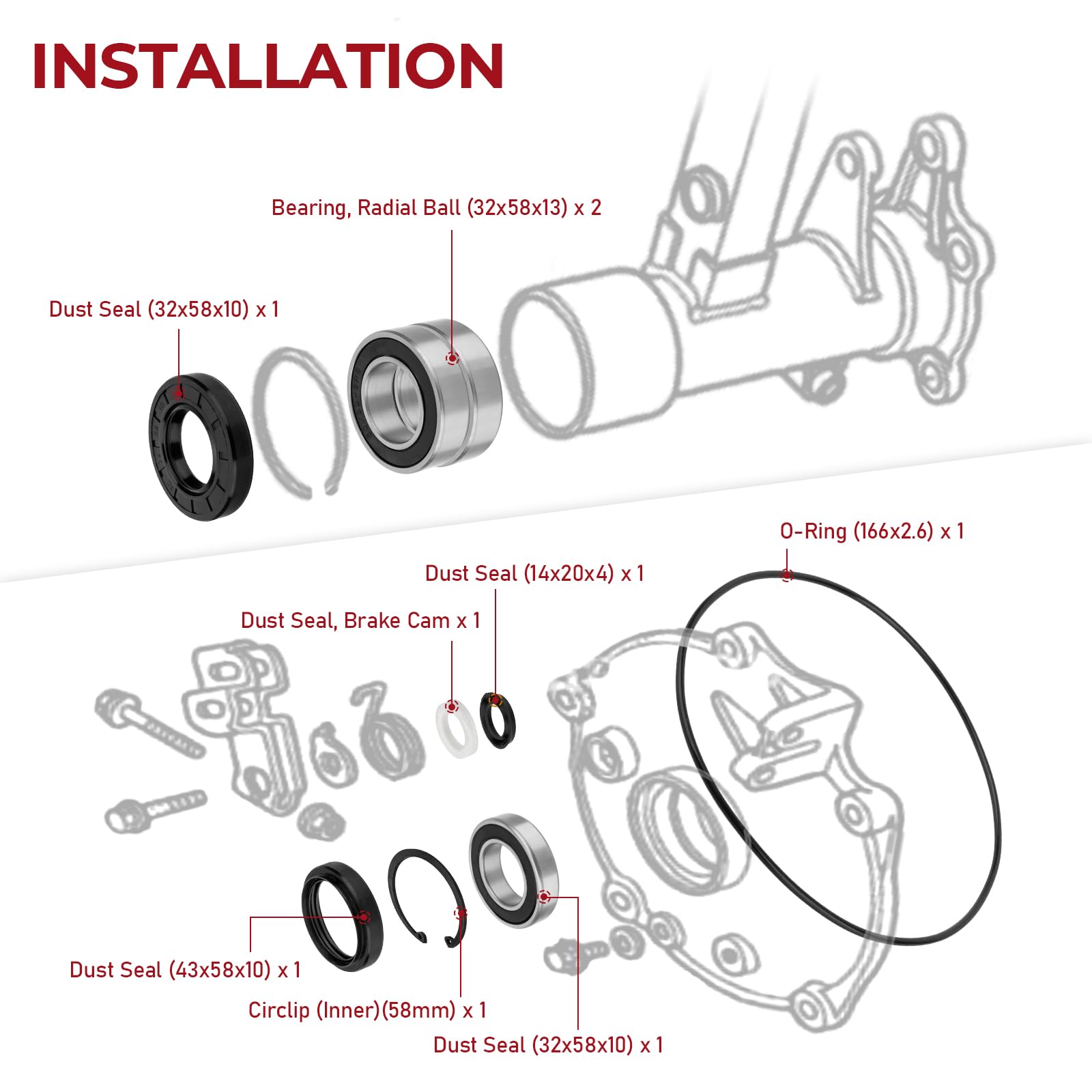 Rear Axle Bearing Seals For Honda Recon 250 Trx250 Trx250Ex Trx250X 1997-2022, Oem# 91054-Ha0-771 91255-Hn6-003 91055-Ha0-681