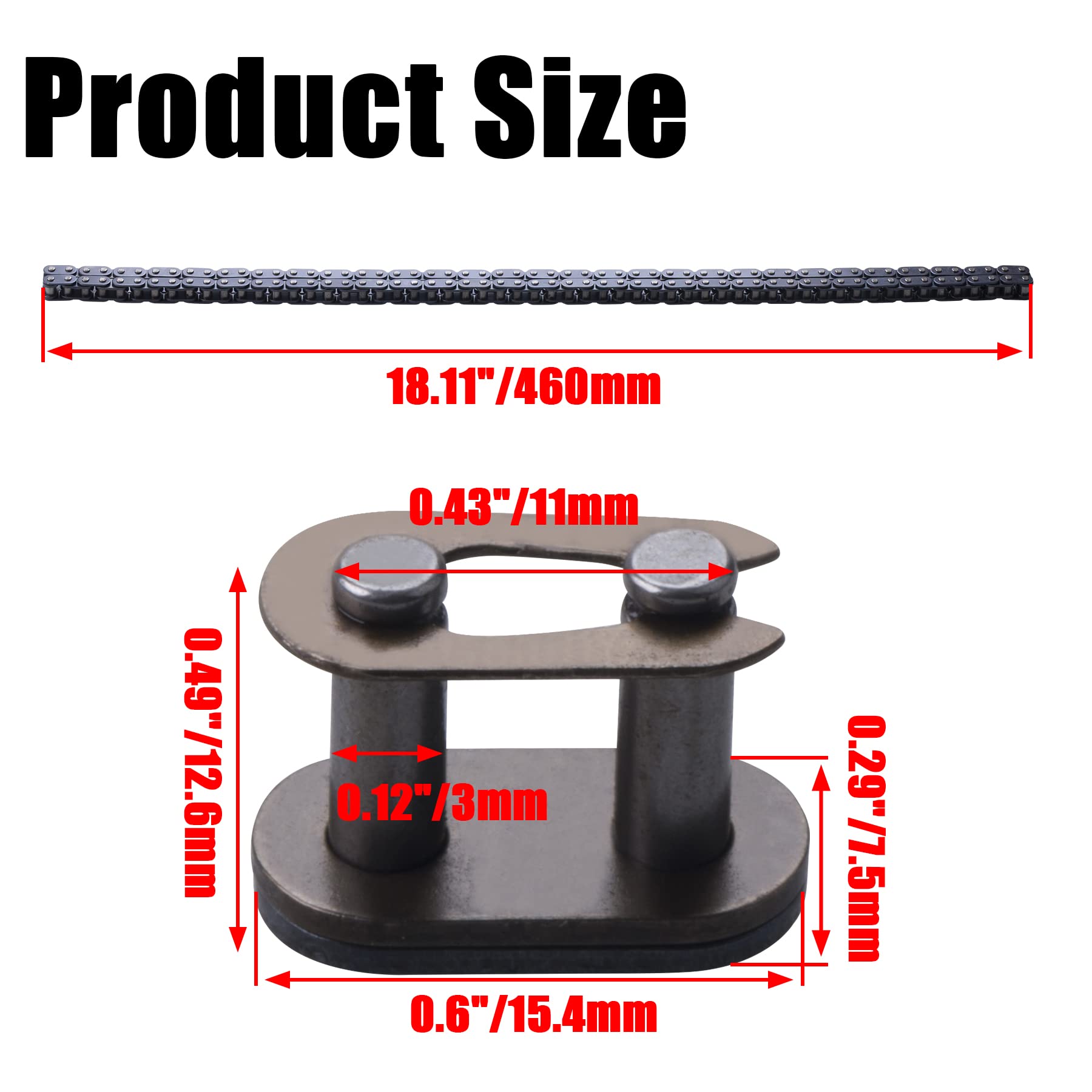 CNCMOTOK T8F Drive Chain 116 Links + Chain Breaker, fit for 2 Stroke 43cc 47cc 49cc Chopper Mini Bikes Coolster Pocket Bike Mini