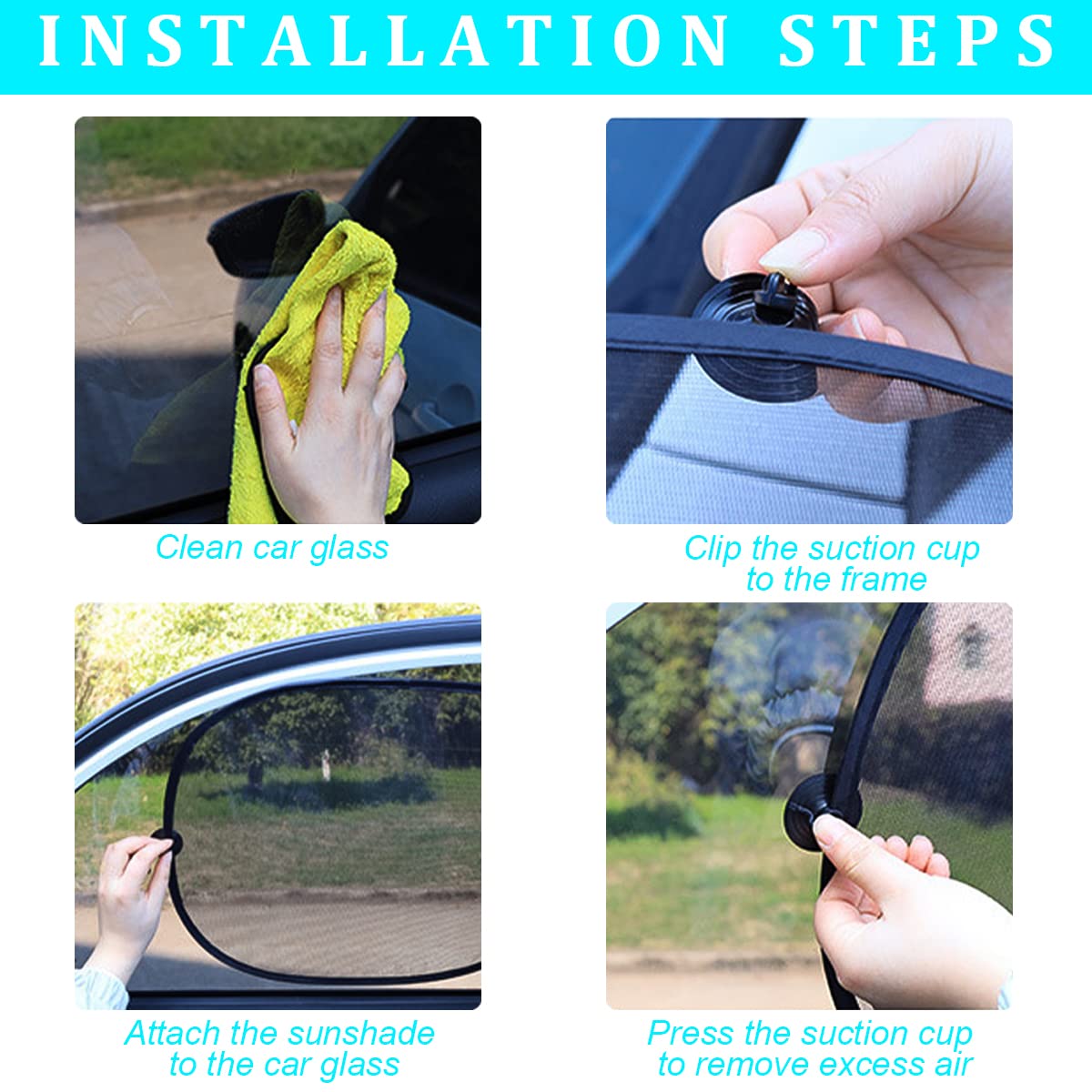 Moly Magnolia Car Rear Window Sunshade - UV Protection Mesh Cover for Baby, Pets & Children - 39x19 with Suction Cups