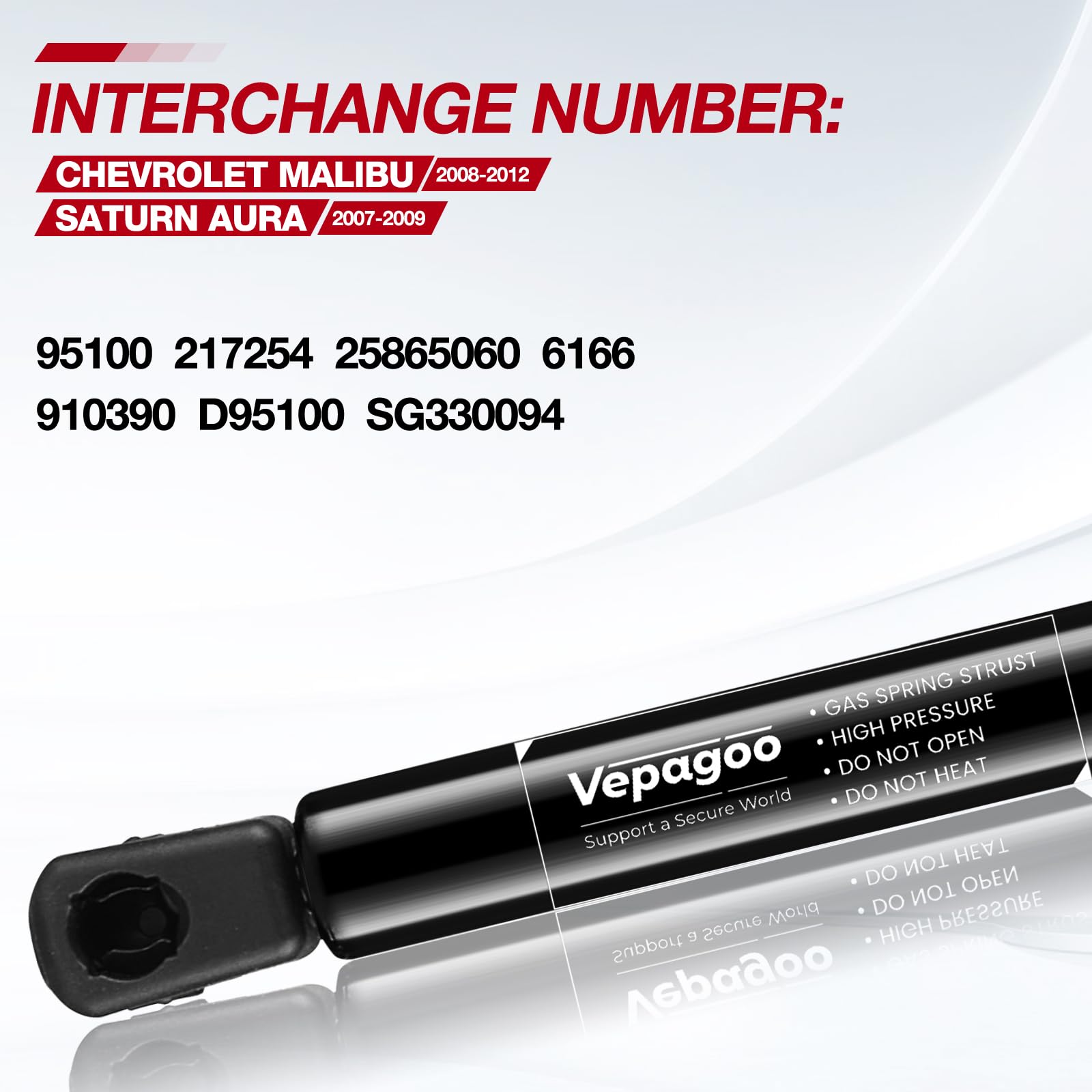 Vepagoo 6166 Front Hood Struts Compatible For Chevrolet Malibu 2008-2012, Saturn Aura 2007-2009 Gas Shock Lift Supports,4-Door H