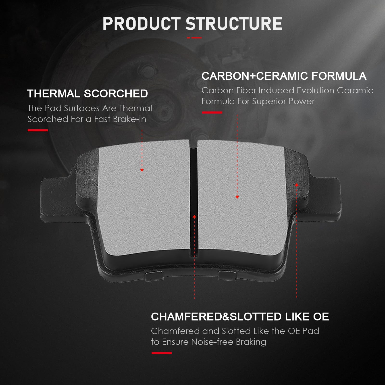 Cciyu D1071 Ceramic Rear Brake Pad Set Fit For Ford Five Hundred,Freestyle,Taurus,Taurus X,05-08 Jaguar X-Type,05-07 For Mercury