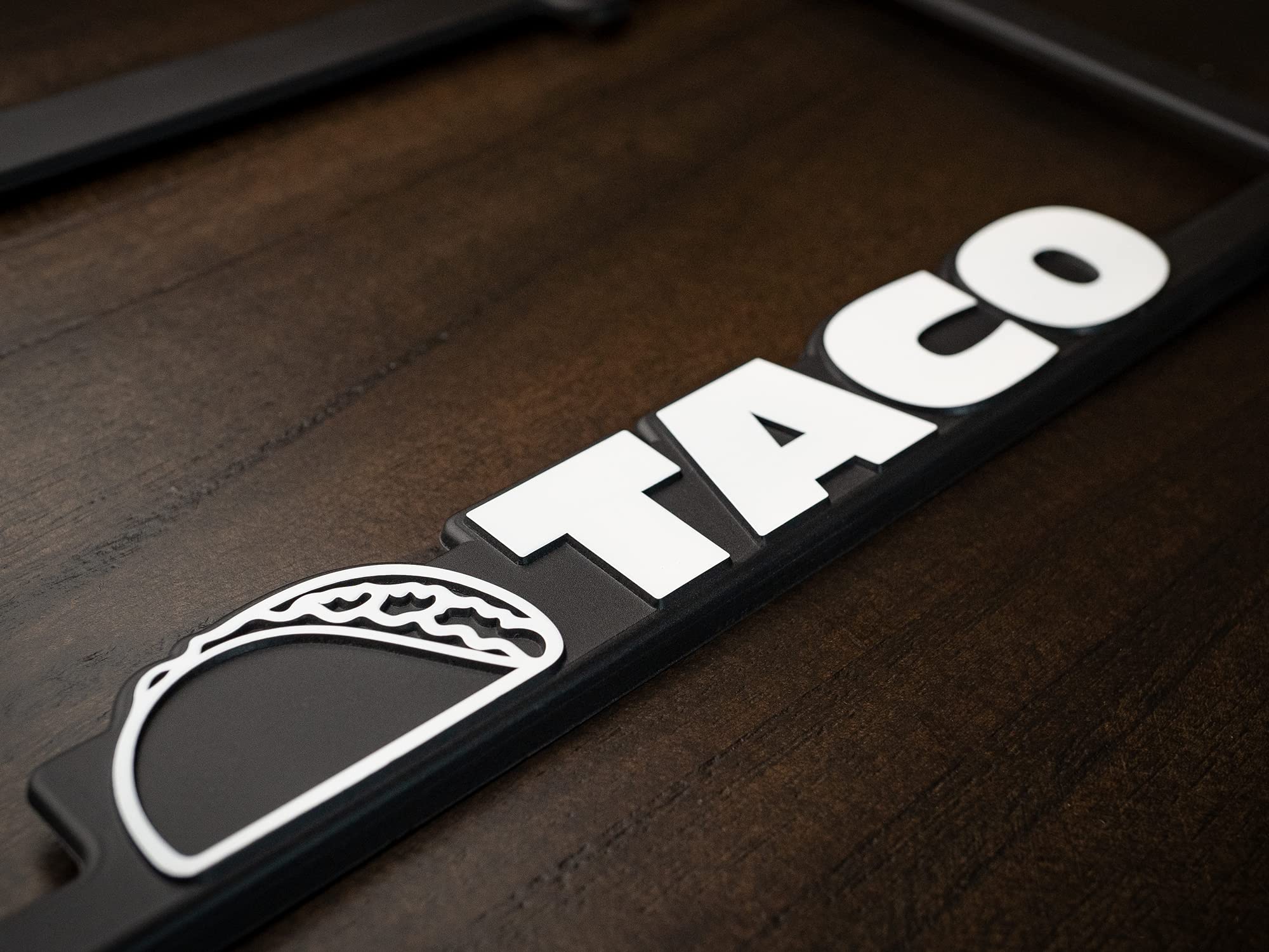 Taco License Plate Frame 3D Raised Letter