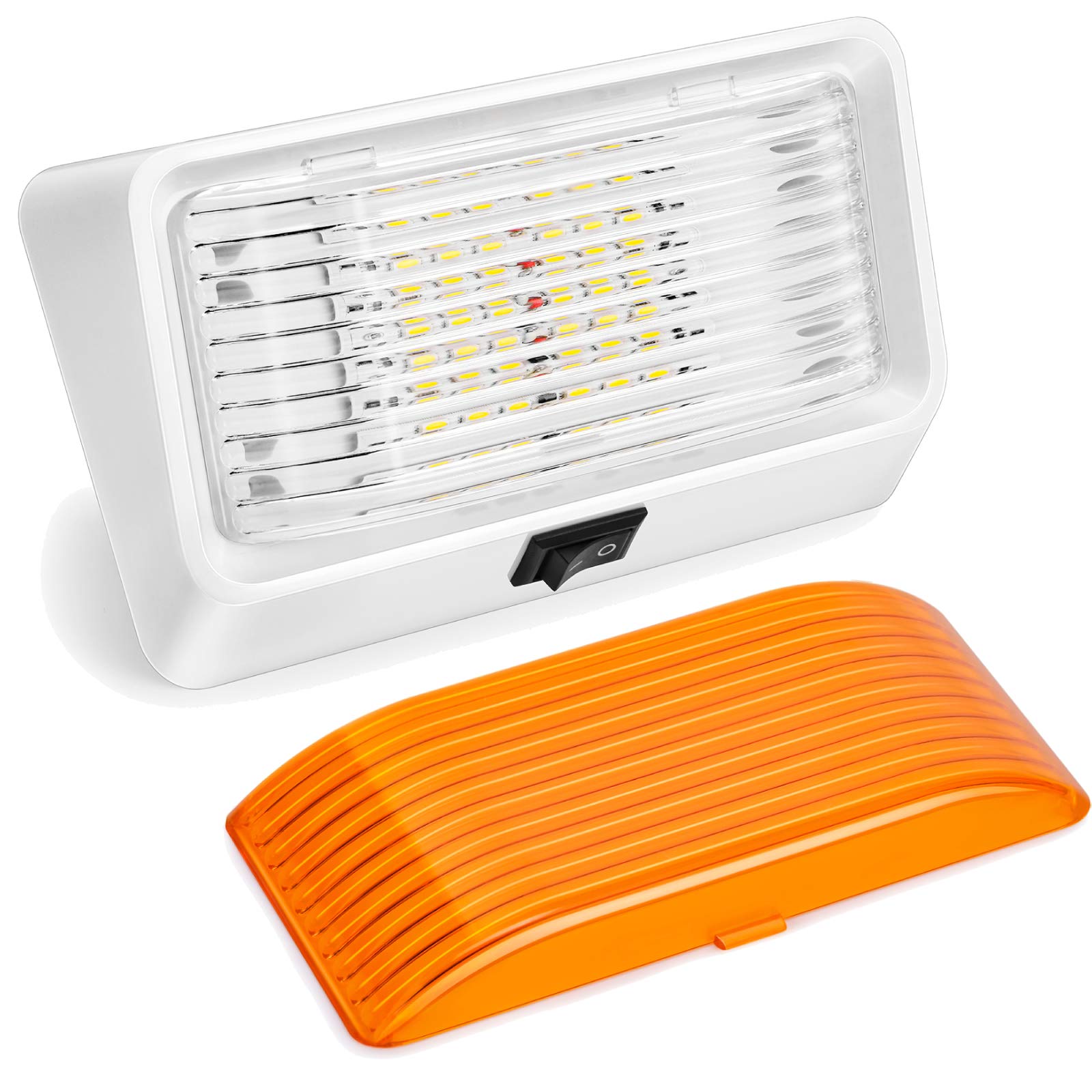 Kohree LED RV Exterior Porch Utility 320 Lumen Light with Switch 12V Replacment Light for RVs, Trailers, Campers, 5th Wheels., W