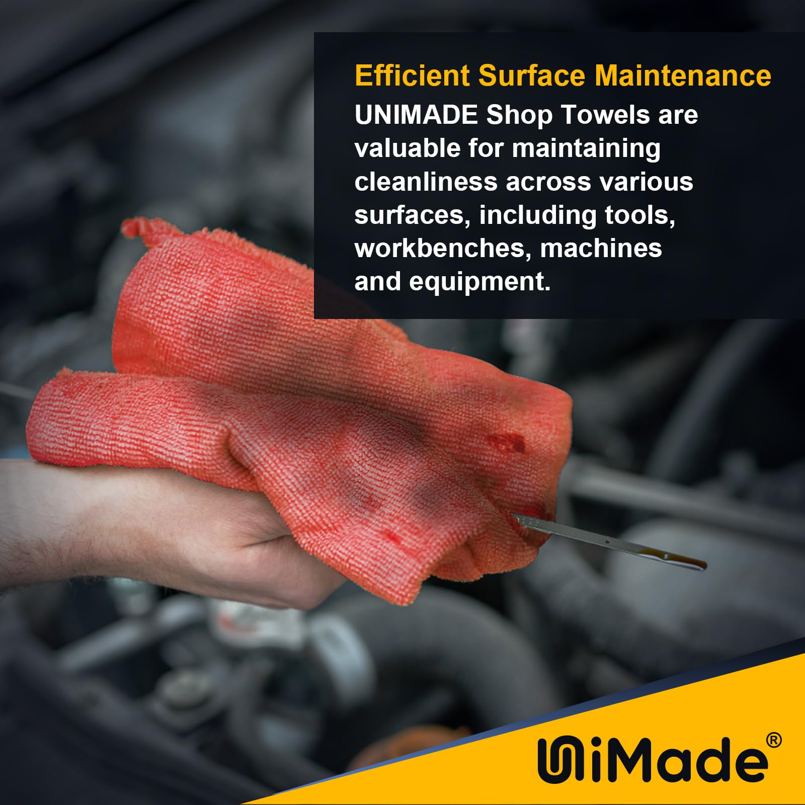 Unimade Shop Towels, 100 Pack Commercial Grade Shop Rags Microfiber Towels For Cars Cleaning Rags Bulk Cleaning Cloth For Automo