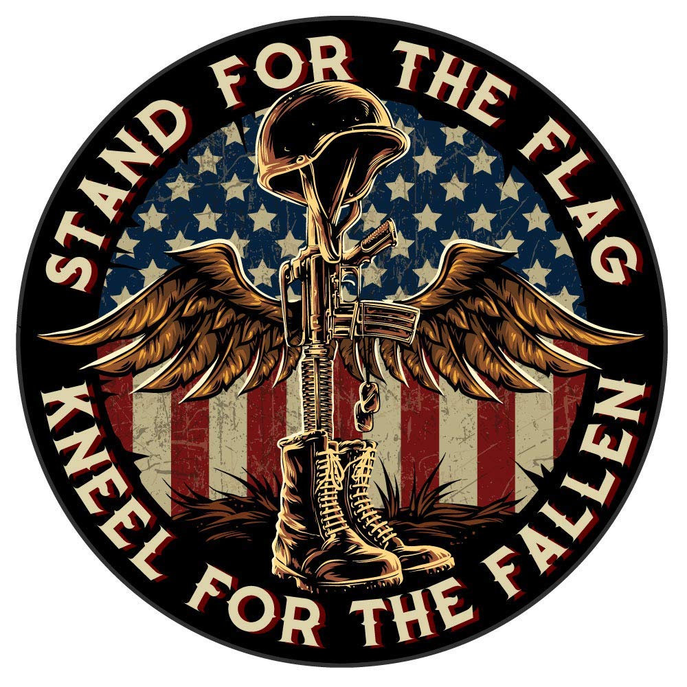 Battlefield Cross Stand For The Flag Kneel For The Fallen Patriotic - 7 Inch Patriotic Decal Sticker For Cars, Trucks, Motorcycles, Boats & Laptops (10-Pack)