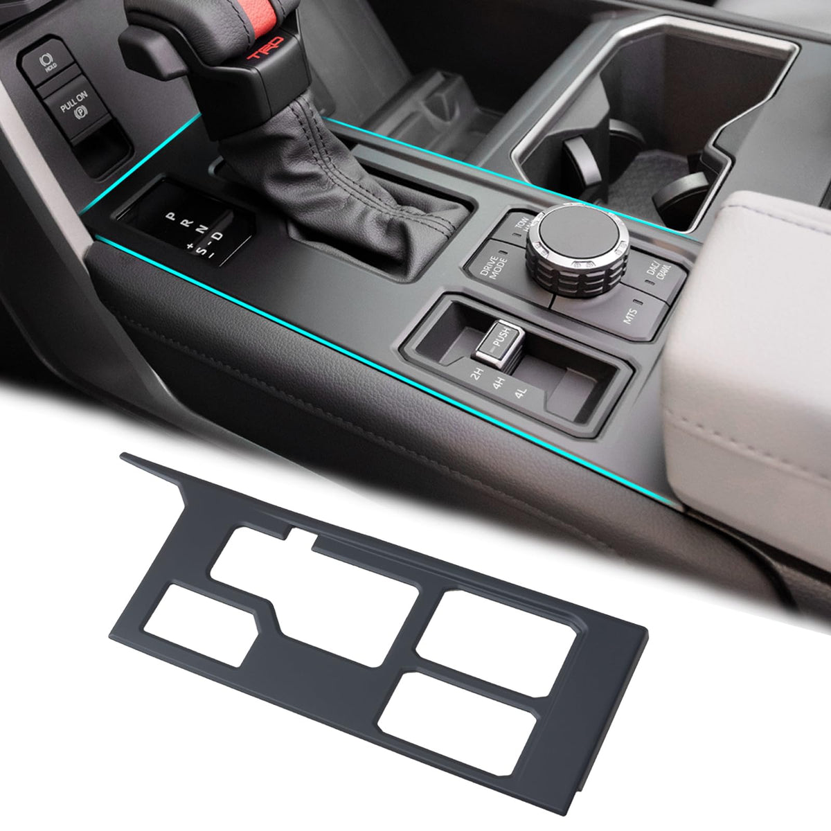 Jdmcar Central Control Gear Shift Panel Trim Cover Compatible With 2022 2023 2024 2025 Toyota Tundra/Sequoia Accessories, Gear Shift Control Anti-Scratch Panel Decorative Sticker -Matte Black
