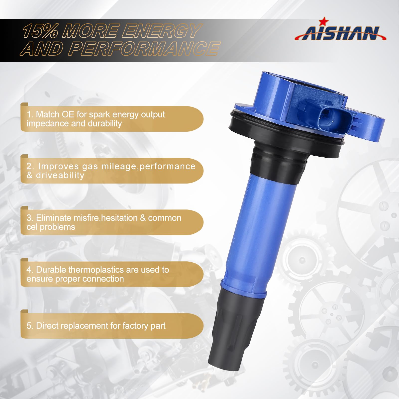 Aishan Set Of 6 Ignition Coil Pack Compatible With Ford Explorer F150 Edge Fusion Mustang Taurus, For Lincoln Mks Mkx Mkt Mkz, F