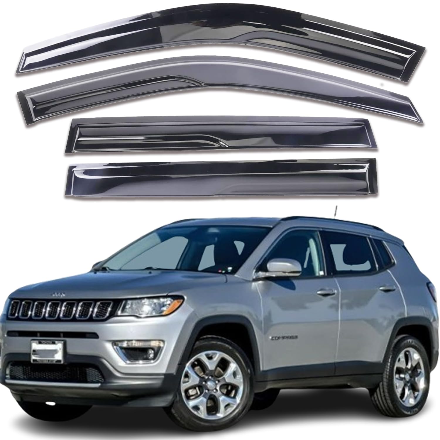 Tonoytim Window Visors Rain Guards Side Wind Deflectors Compatible With Jeep Compass 2017-2024, Window Vent Guard Shade,Sun Suv