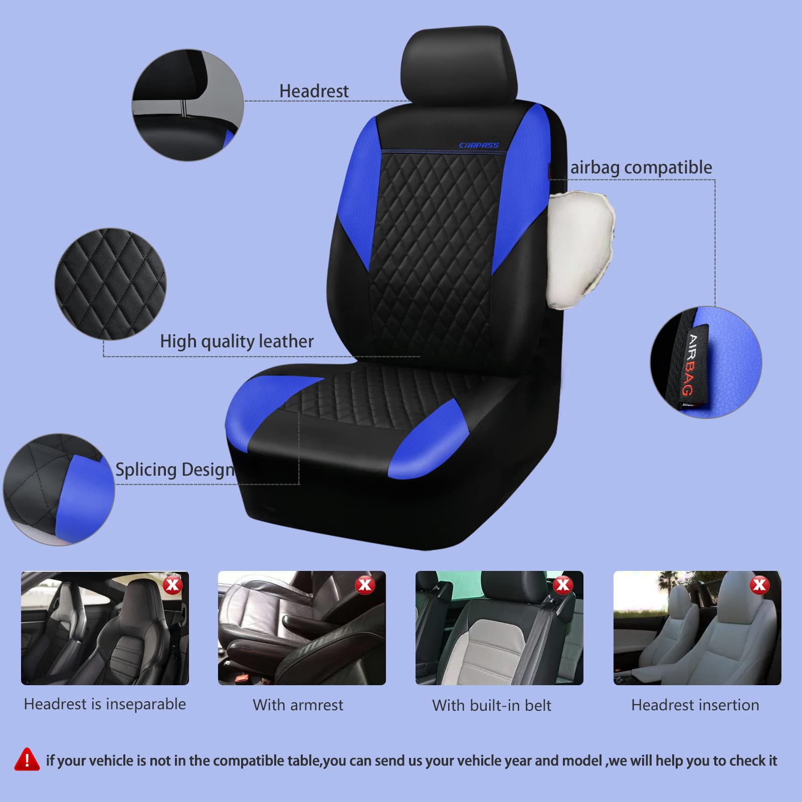 Car Pass Leather Seat Covers-Universal Quilting Car Seat Cover With 5Mm Composite Sponge Inside,Airbag Compatible,Front And Rear