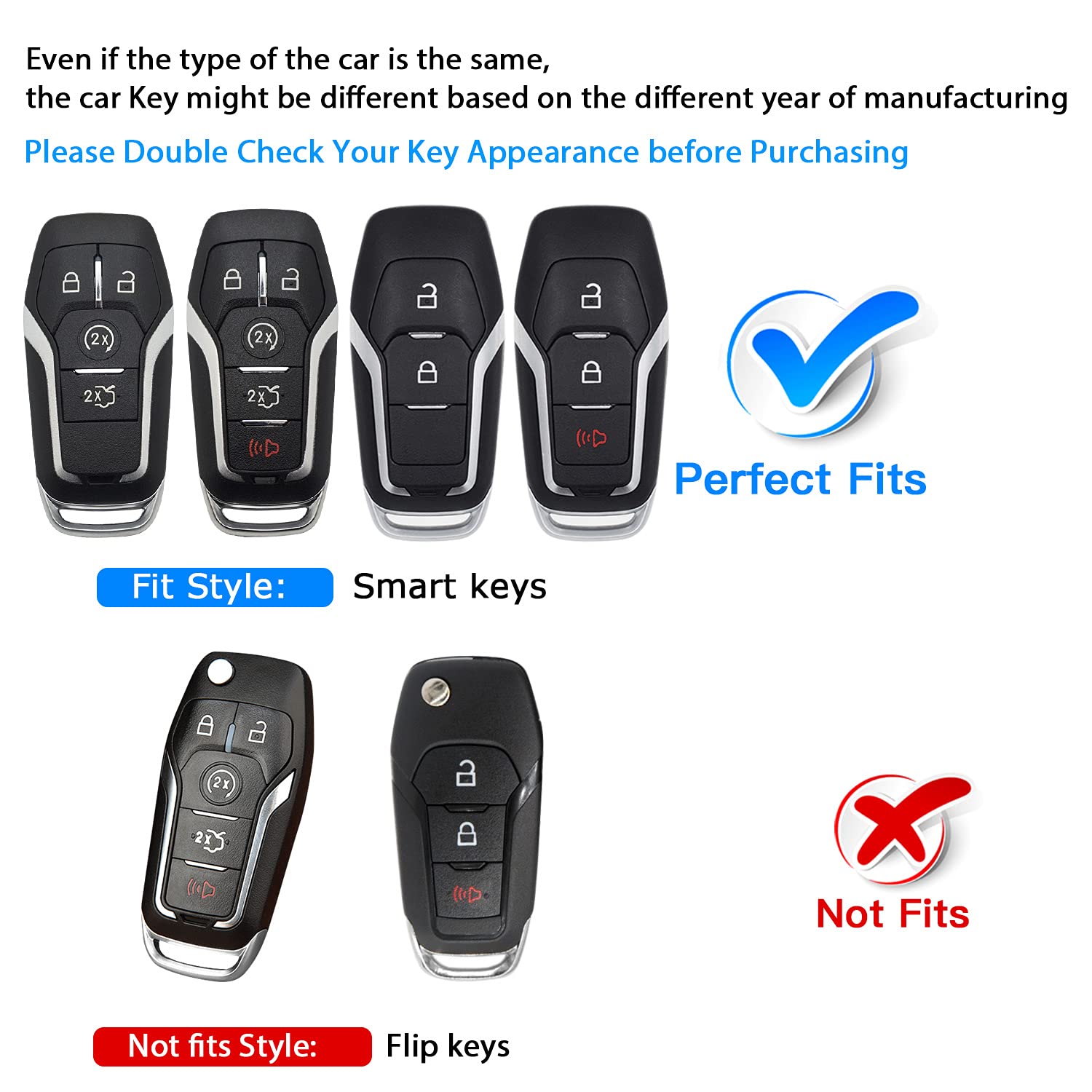 Qbuc For Ford Key Fob Cover,Tpu Car Key Case Protector With Keychain Compatible With Ford Fusion F-150 Edge Explorer Mustang Lin