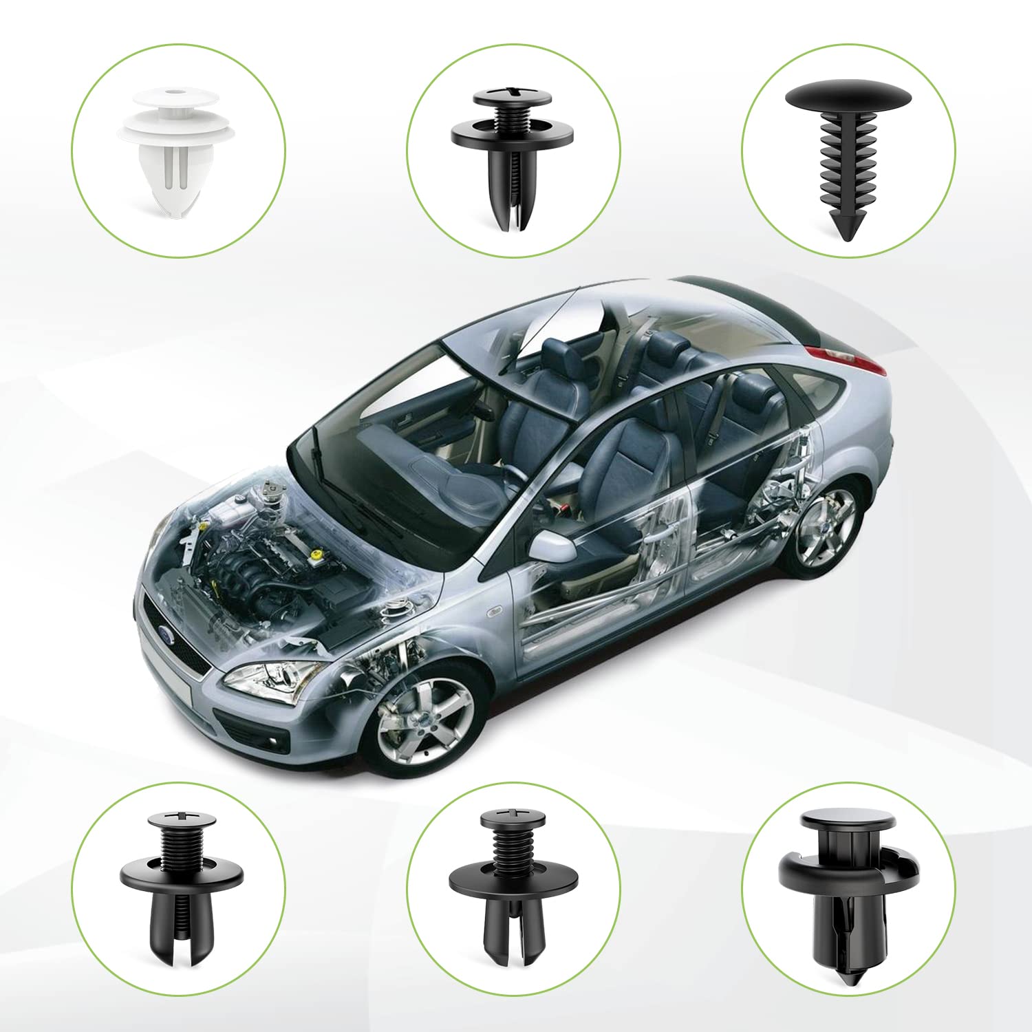 Frokom 120Pcs Car Retainer Clips With 1Pcs Fastener Remover,6 Popular Sizes Door Trim Panel Clips Bumper Push Rivet Clips For Gm Honda Toyota Nissan