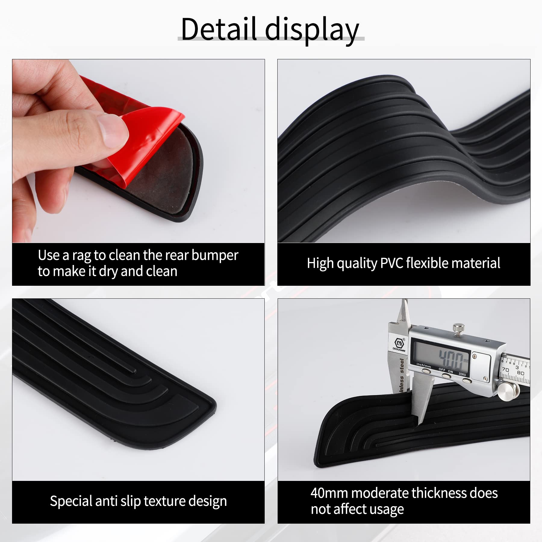 Singaro Car Door Threshold Protection, 4Pcs Door Edge Step Dust Shield Cover, Door Width 23.6X2.36Inch Car/Suv Universal Rubber Scratch Resistant Exterior Accessories (Black)