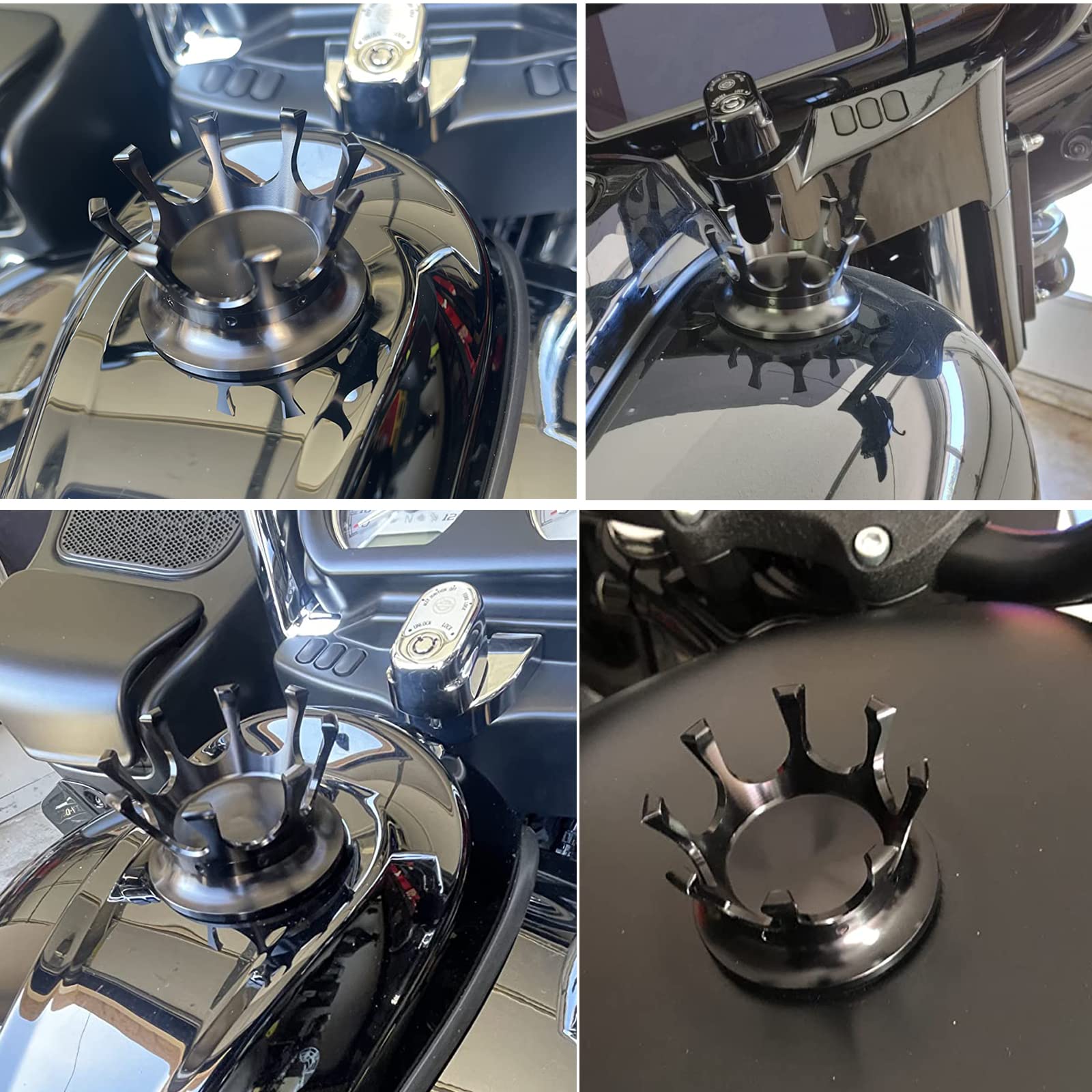 Worldmotop Motorcycle King Crown Gas Cap Fuel Tank Cover Right-Hand Thread Reservoir Aluminum Oil Cap Compatible With Harley Spo
