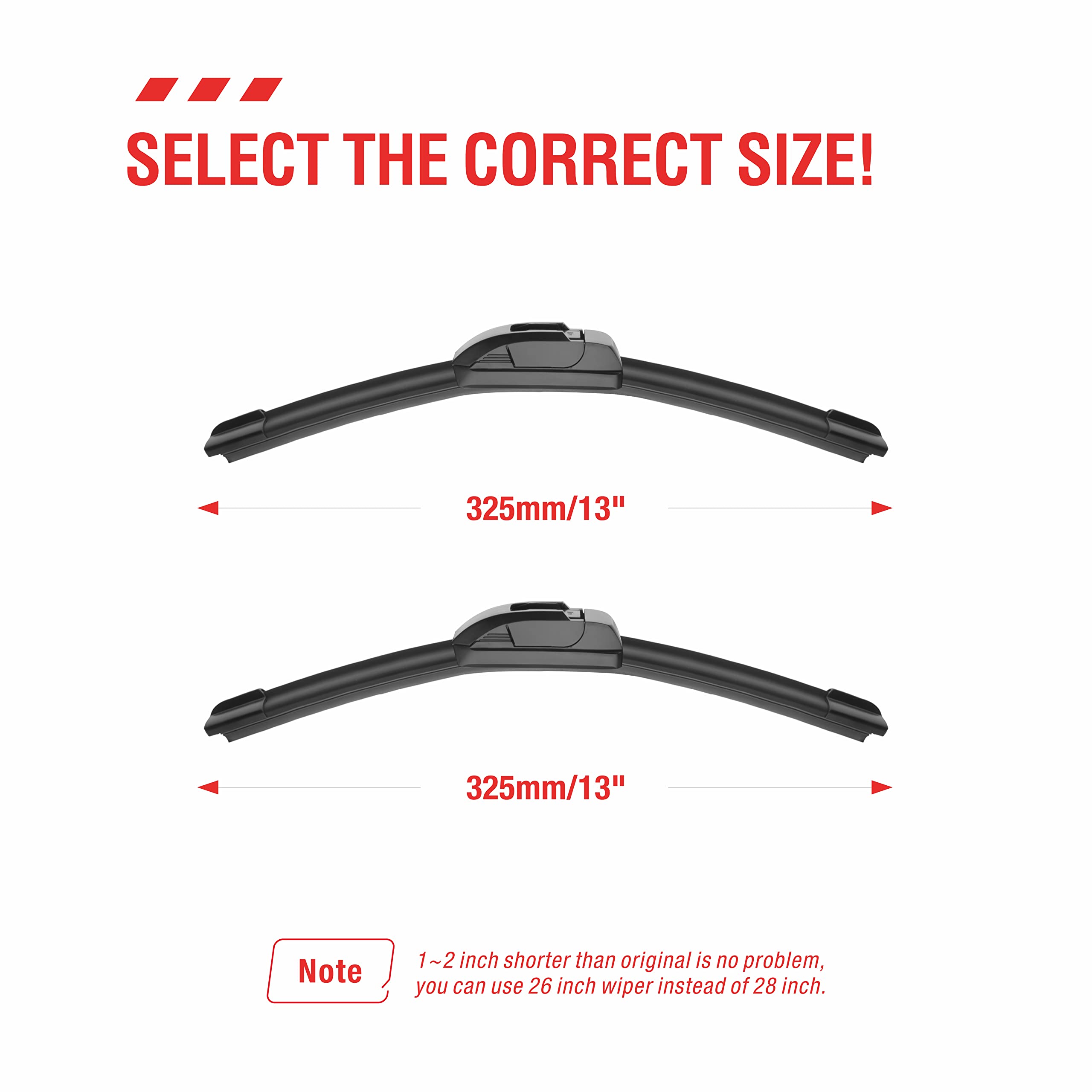 Oem Quality Performance Premium 13 Wiper Blades 2 Pack,All-Season Auto Replacement Windshield Wiper Blades,Fit Wrangler 2006-199