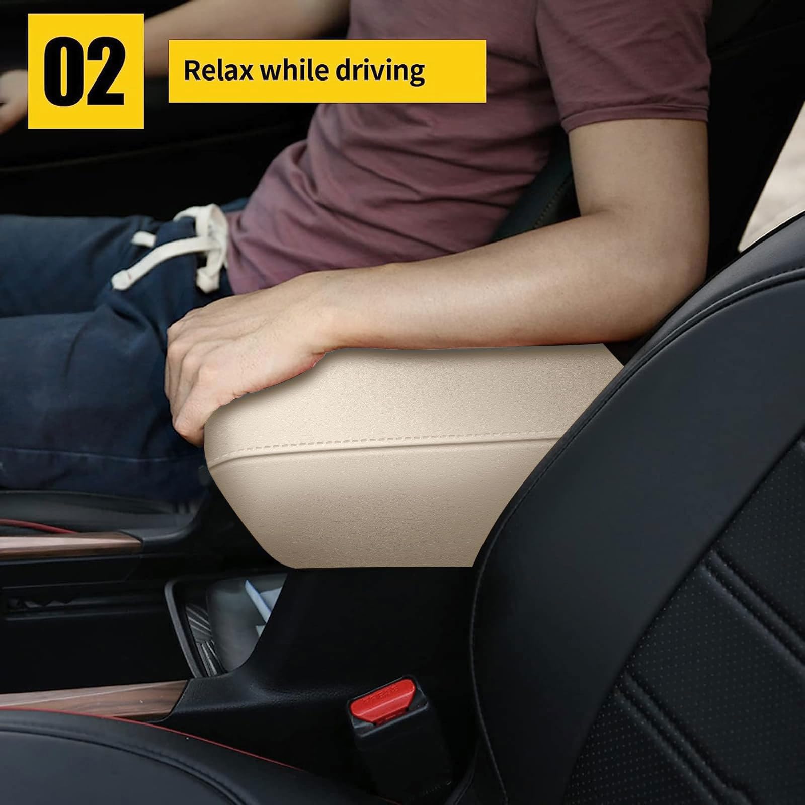 Aomsazto Beige Armrest Console Covers For Crv Honda 2017-2022 Leather Console Pad