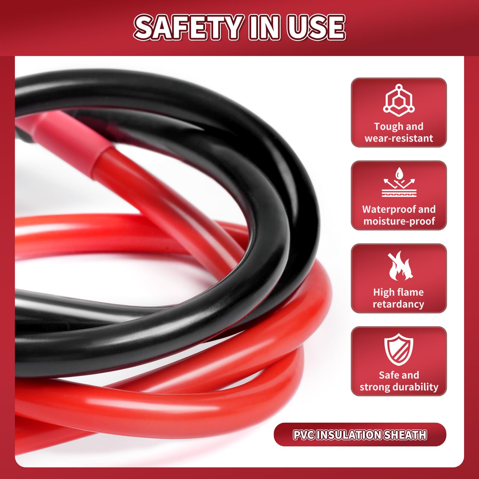 2 Awg Battery Cables, 5.9 Inch Battery Cables With M8 Ring Terminals, Marine Battery Cables Pure Copper, Battery Ground Cable Fo