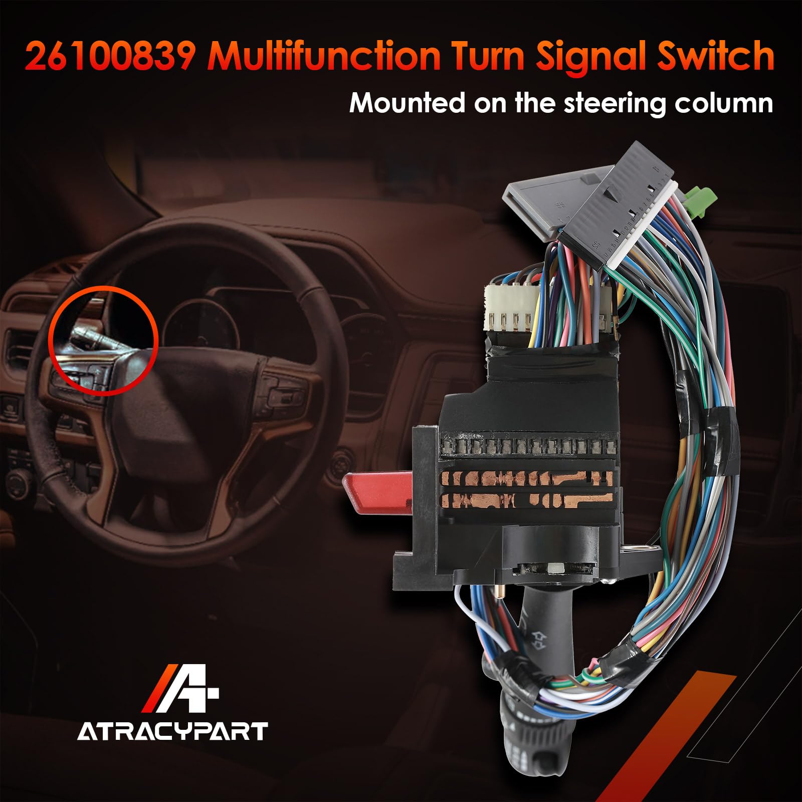Multi-Function Combination Switch | Replacement For 1999-2002 Chevy Silverado, Gmc Yukon & More | Replaces# 26100839, 3441937, Cbs-1038 | Turn Signal, Wiper, Washers, Hazard Switch, Cruise Control