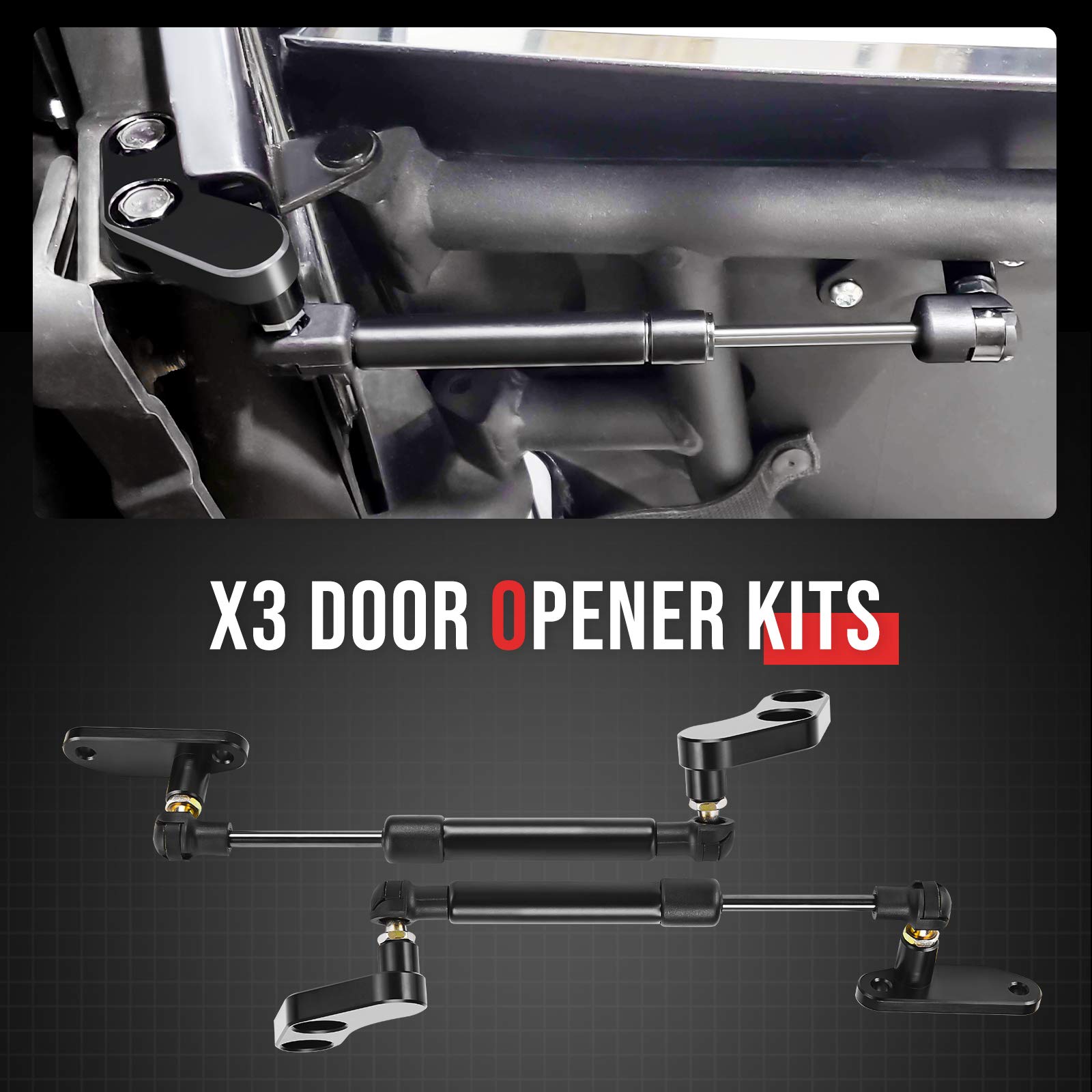 Kemimoto X3 Door Opener Kits Door Shocks Struts Compatible with 2017-2022 Can Am Maverick X3 and X3 Max Front and Rear Doors, Black