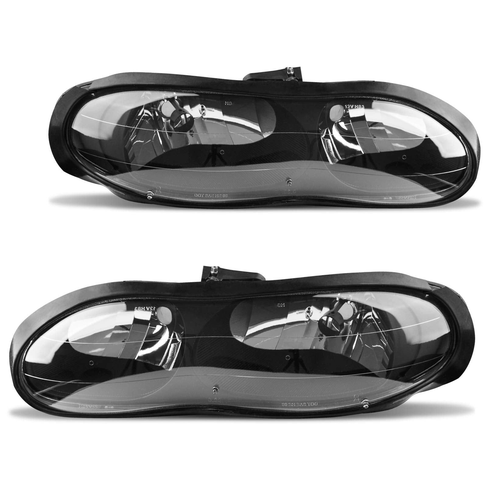 Dwvo Headlight Assembly Compatible With 1998-2002 Chevy Camaro Black Housing With Clear Lens