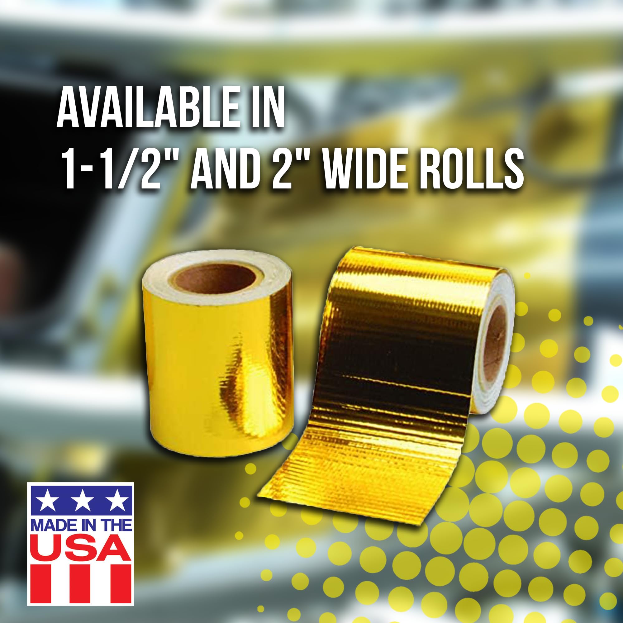Design Engineering Inc. Reflect-A-Gold High-Temperature Heat Reflective Adhesive Backed Roll (2 X 15') - Insulation Tape Wrap For Engine Covers & More